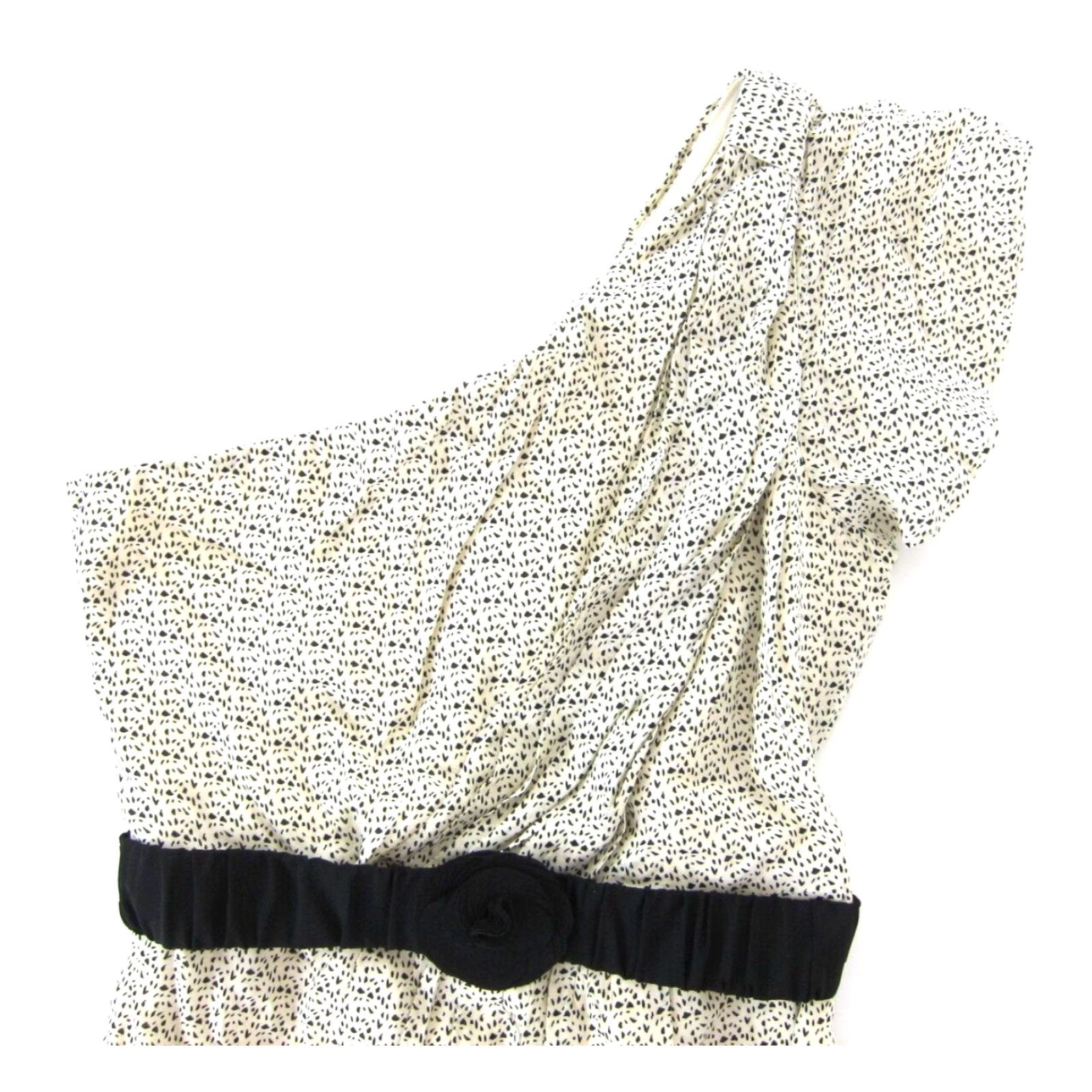 Vintage MM Couture 100% Rayon Ivory Black Polka Dot One Shoulder Sheath Dress Medium Size M / US 6-8 / IT 42-44 - 5 Thumbnail