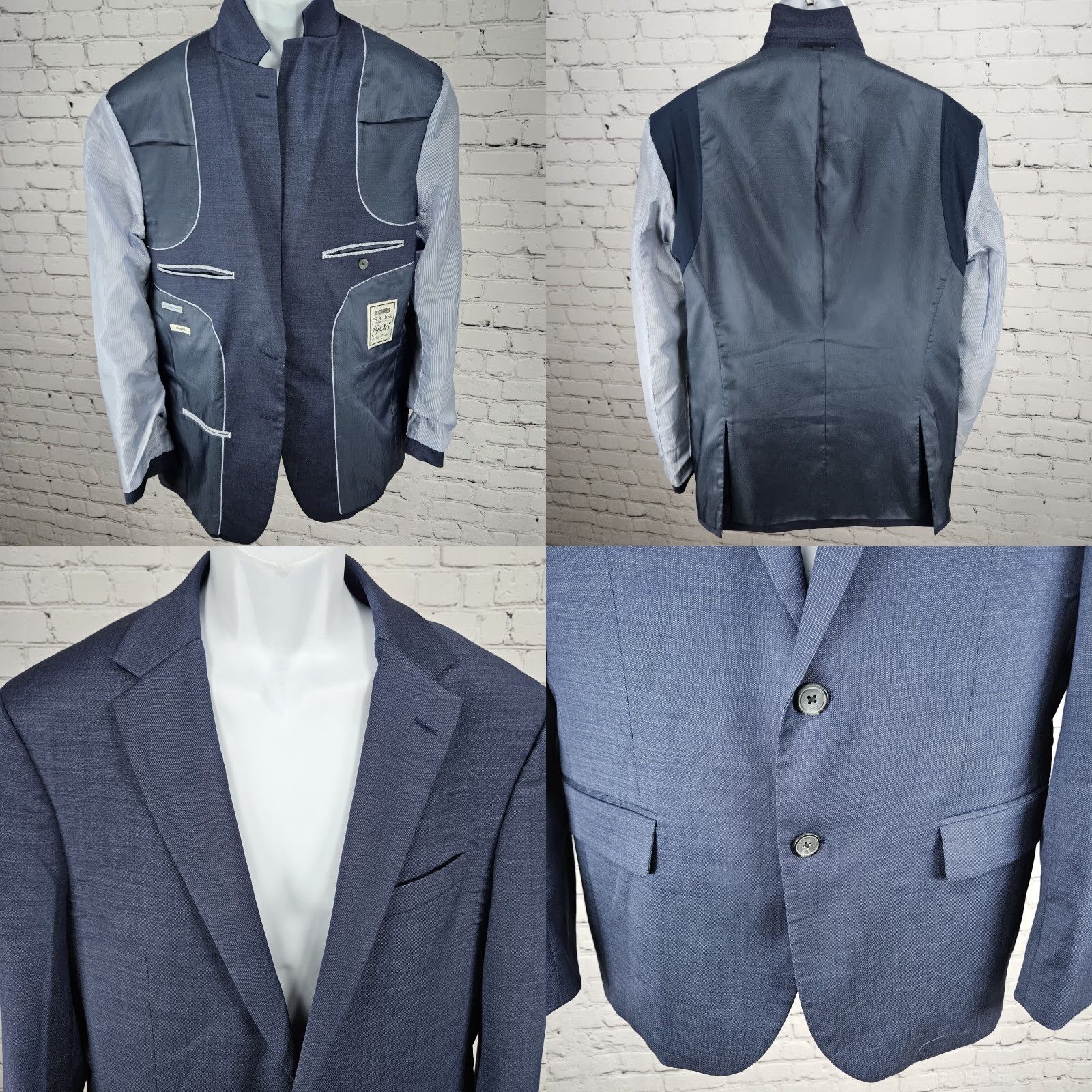Jos. A. Bank VINTAGE Jos. A. Bank 1905 Blue Wool Blend Slim Fit 2 Button Vented Blazer Sport Coat 43R Size 46R - 8 Thumbnail