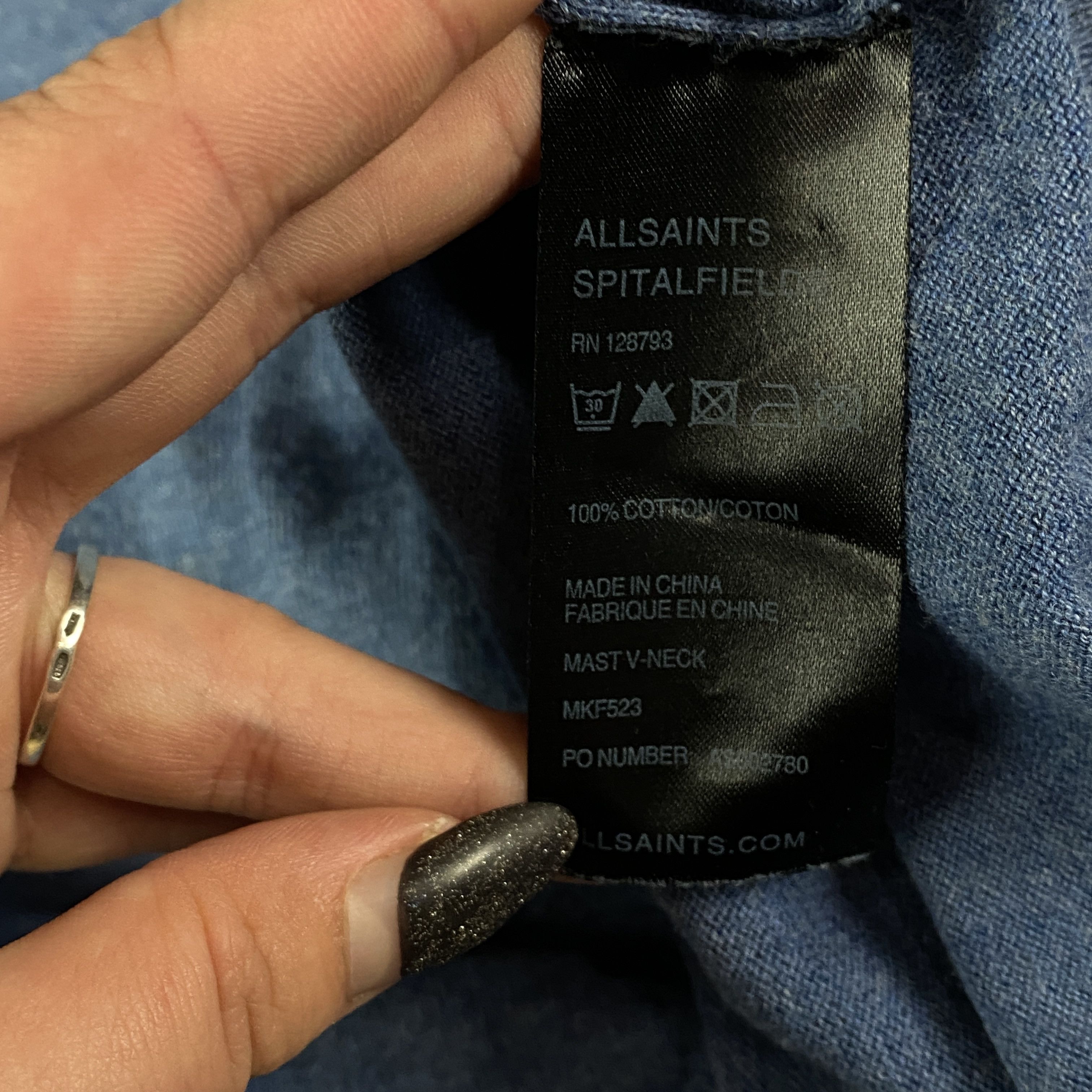 Allsaints Mens Sweater Jumper Pullover Allsaints V Neck Size M Blue Size US M / EU 48-50 / 2 - 5 Thumbnail