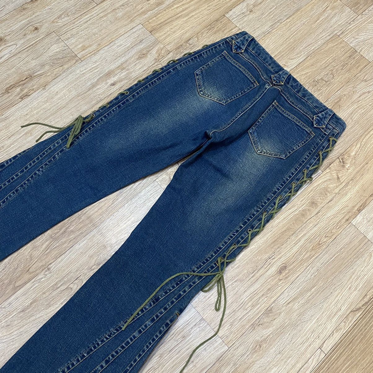 Tornado Mart 90s Brow Dwin Lace Up Flare Denim Pants Size US 26 / EU 42 - 6 Thumbnail
