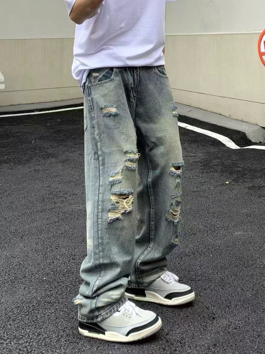 Japanese Brand × Jean Ripped washed vintage casual baggy jeans Size US 34 / EU 50 - 1 Thumbnail