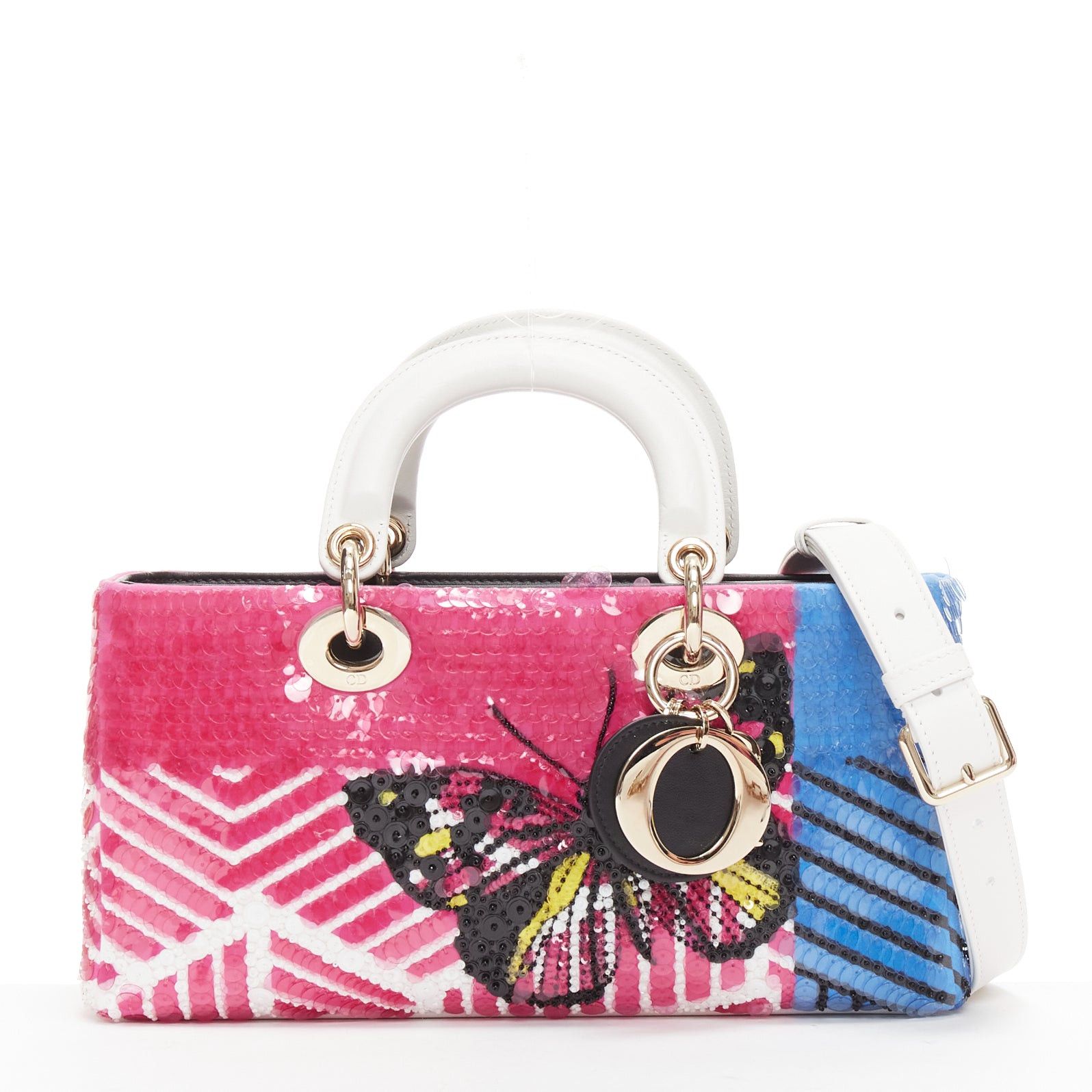 Dior rare CHRISTIAN DIOR Lady D-joy Runway pink blue butterfly sequins crossbody bag Size ONE SIZE - 1 Thumbnail