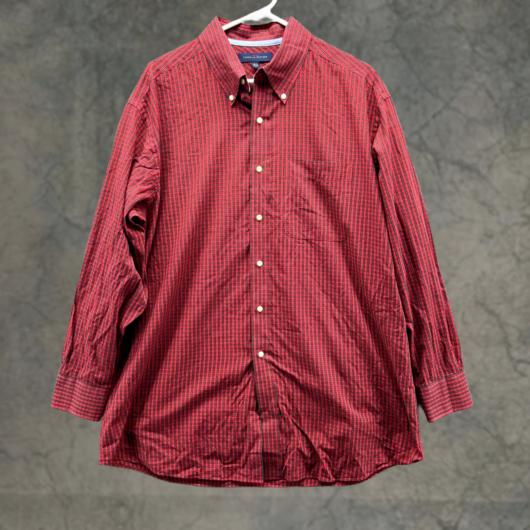 Tommy Hilfiger VINTAGE Tommy Hilfiger Shirt Men Large Adult Red Black Plaid Button-Down Casual Dress Shirt Size US L / EU 52-54 / 3 - 1 Thumbnail