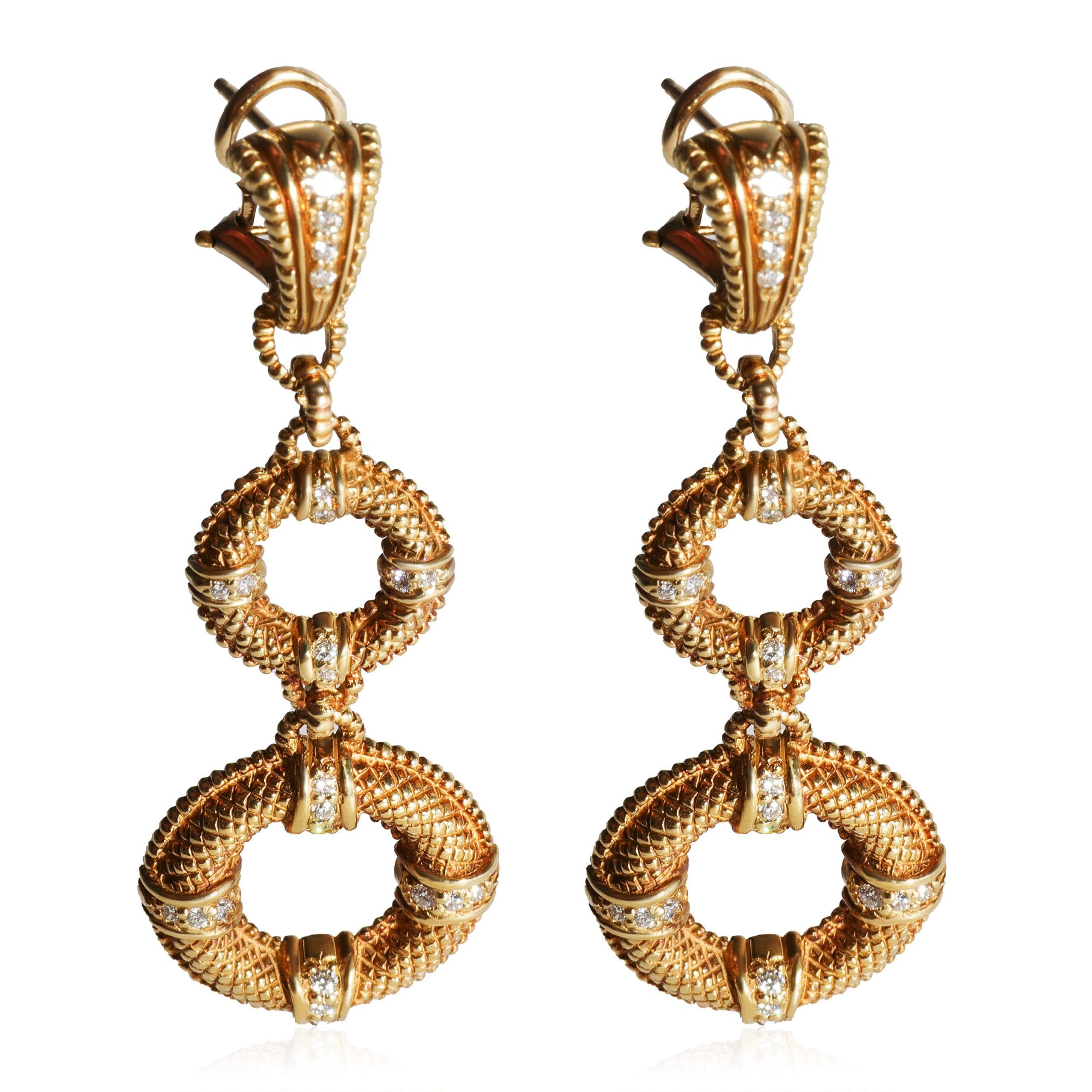 image of Circle Drop Diamond Earrings In 18K Yellow Gold 0.24 Ctw, Women's