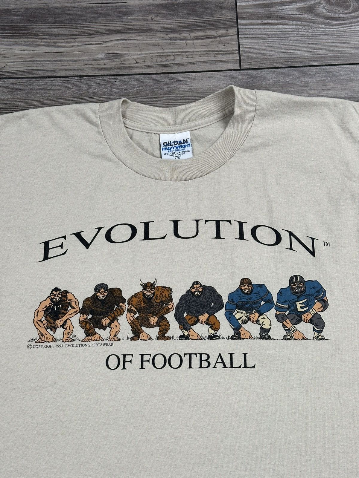 Gildan × Vintage Vintage Evolution Of Football T Shirt Size US L / EU 52-54 / 3 - 2 Thumbnail