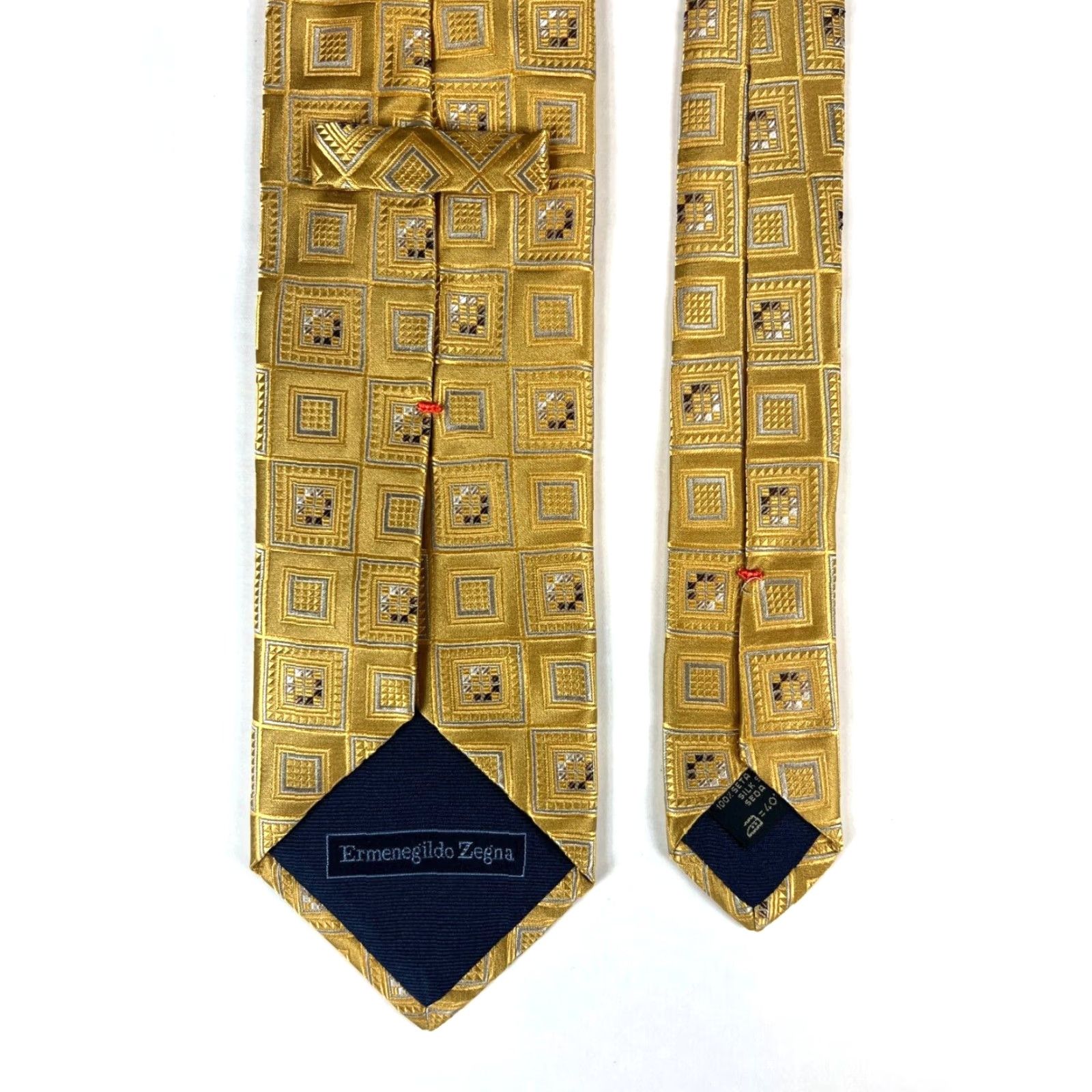 Ermenegildo Zegna Ermenegildo Zegna Tie Geometric Silk Gold Men’s Necktie Made in Italy 59" 3.75" Wide Striped Pattern Woven Luxury Designer Size ONE SIZE - 6 Thumbnail