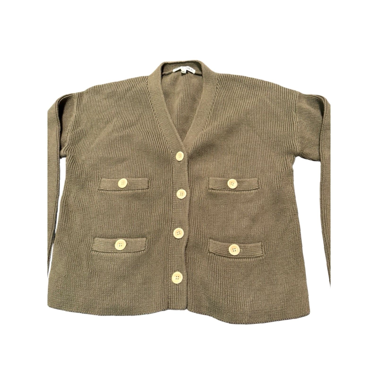 Alex Mill Alex Mill Greene St Cardigan Womens S Olive Green 100% Cotton 4 Pocket Knit Sweater Cardigan Size S / US 4 / IT 40 - 5 Thumbnail