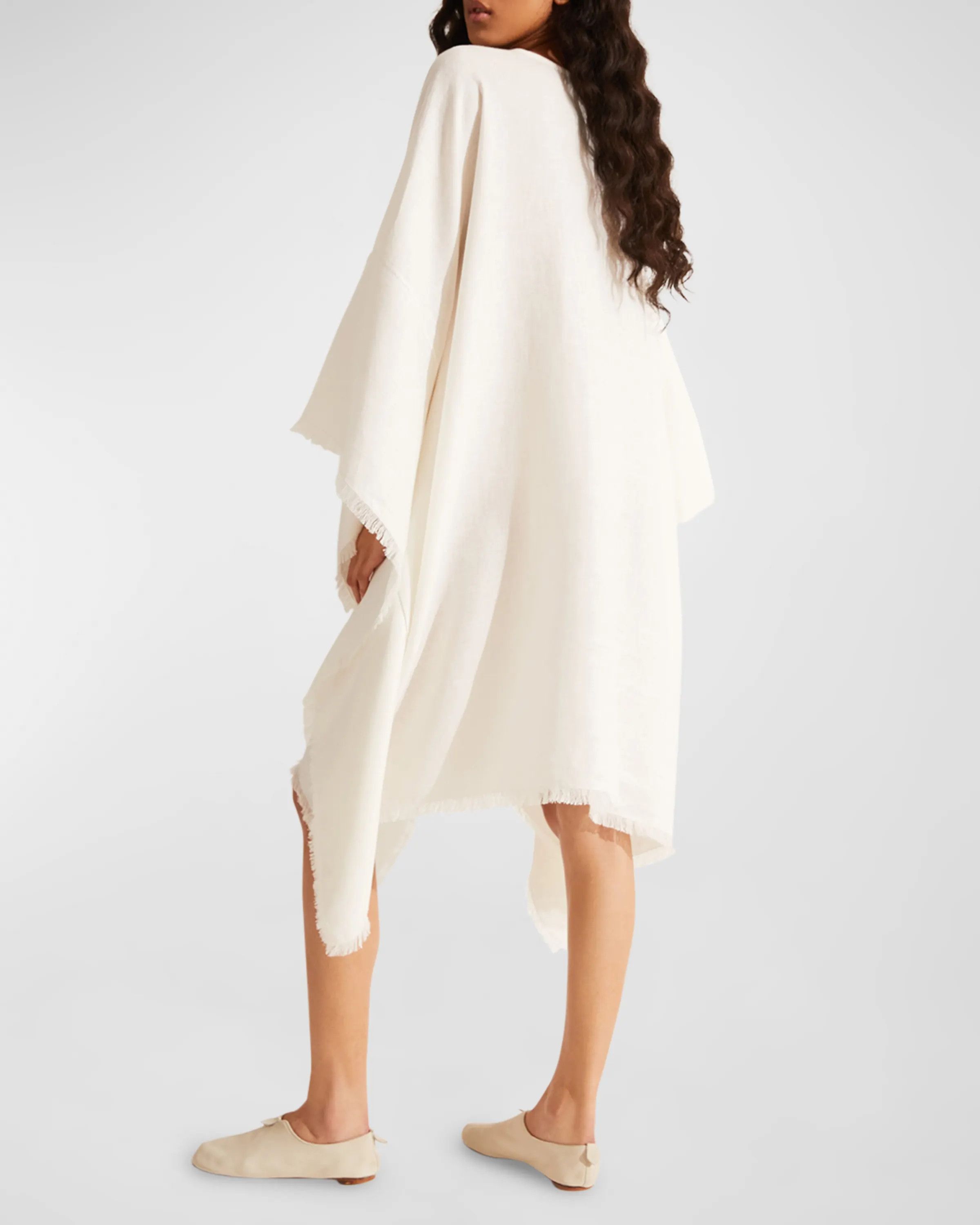 Loro Piana o1srvl11e0824 Gloria Breeze Midi Dress in White Size M / US 6-8 / IT 42-44 - 3 Thumbnail