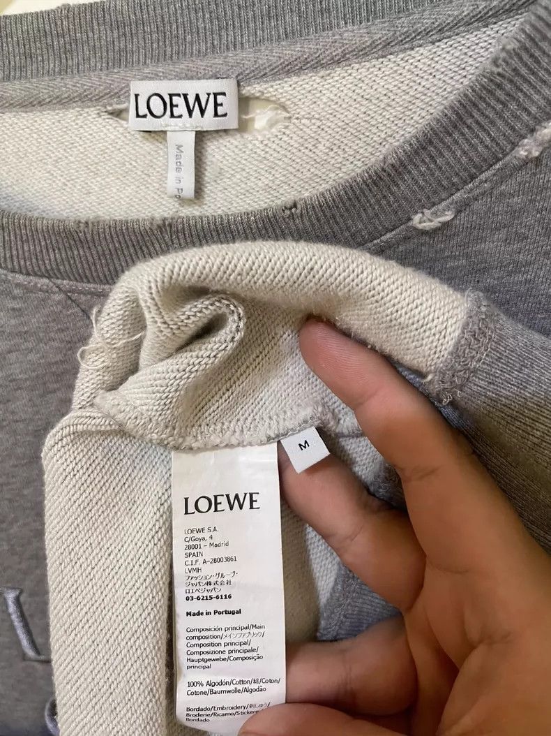 Loewe Loewe Embroidered ripped grey sweatshirt 2503-Nextarrow Size US M / EU 48-50 / 2 - 6 Thumbnail
