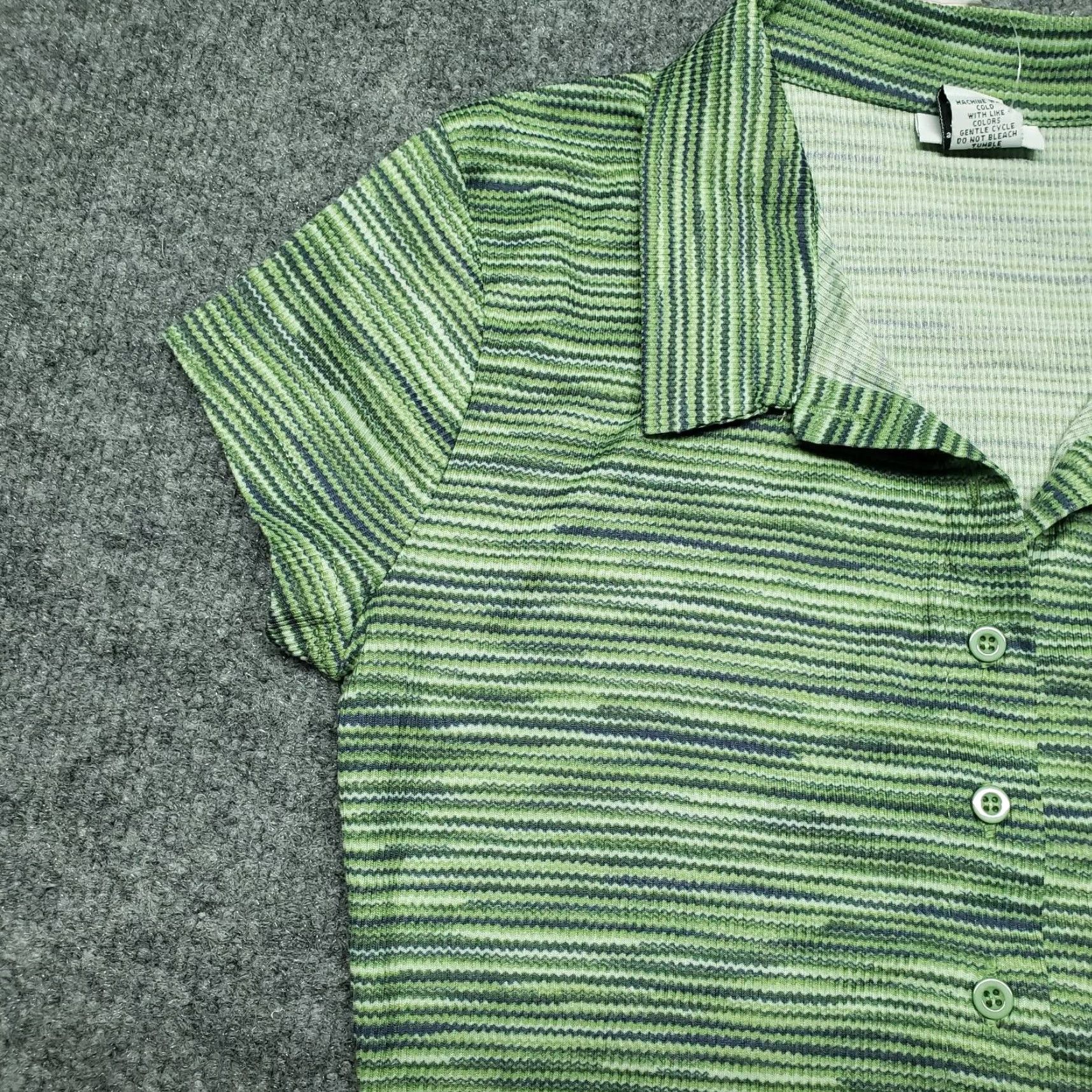 Vintage Rue21 Shirt Top Womens S Green Space Dye Stretch Button Up Collared New Size S / US 4 / IT 40 - 4 Thumbnail