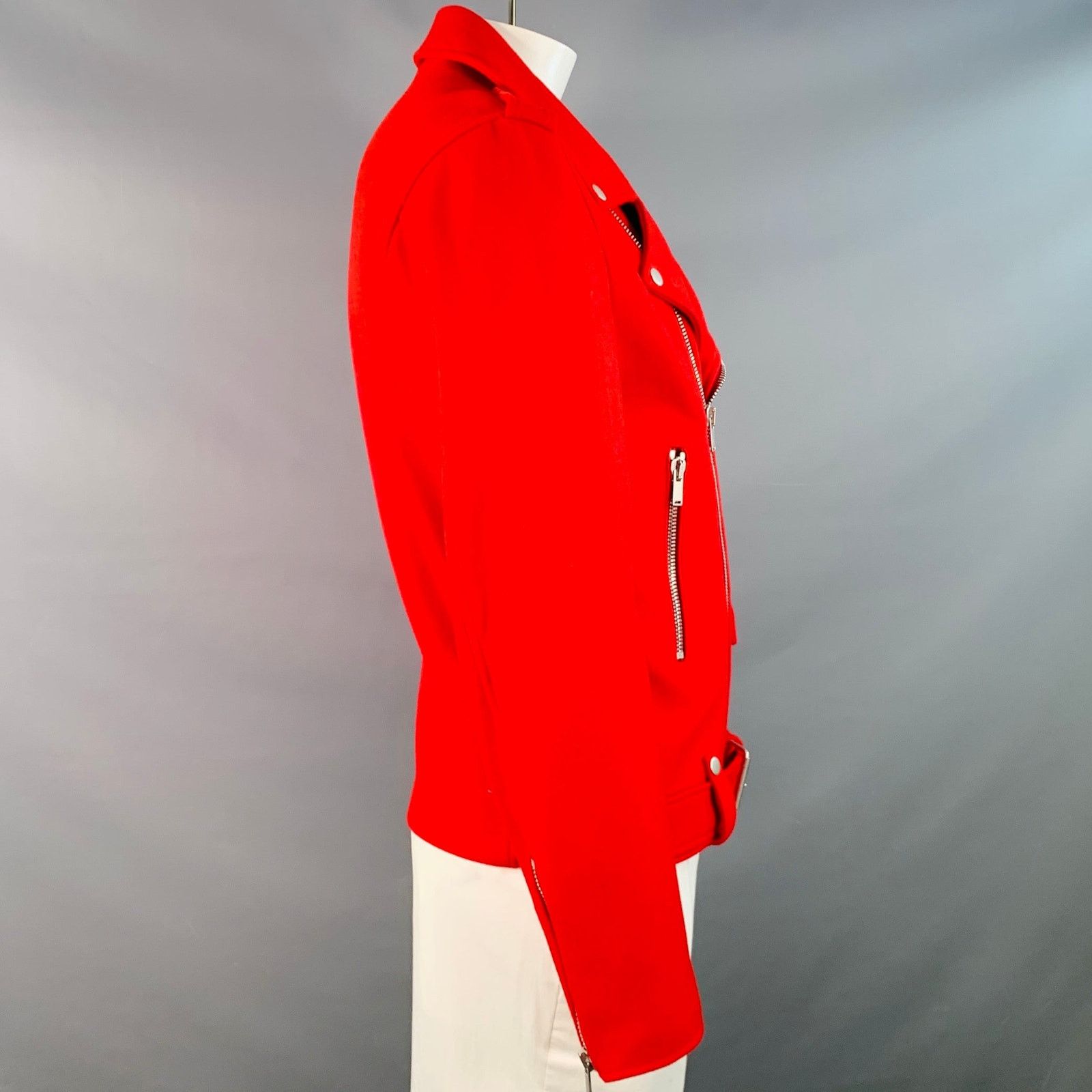 Other PT TORINO Size 42 Red Wool Belted Zip Up Biker Jacket Size US L / EU 52-54 / 3 - 2 Thumbnail