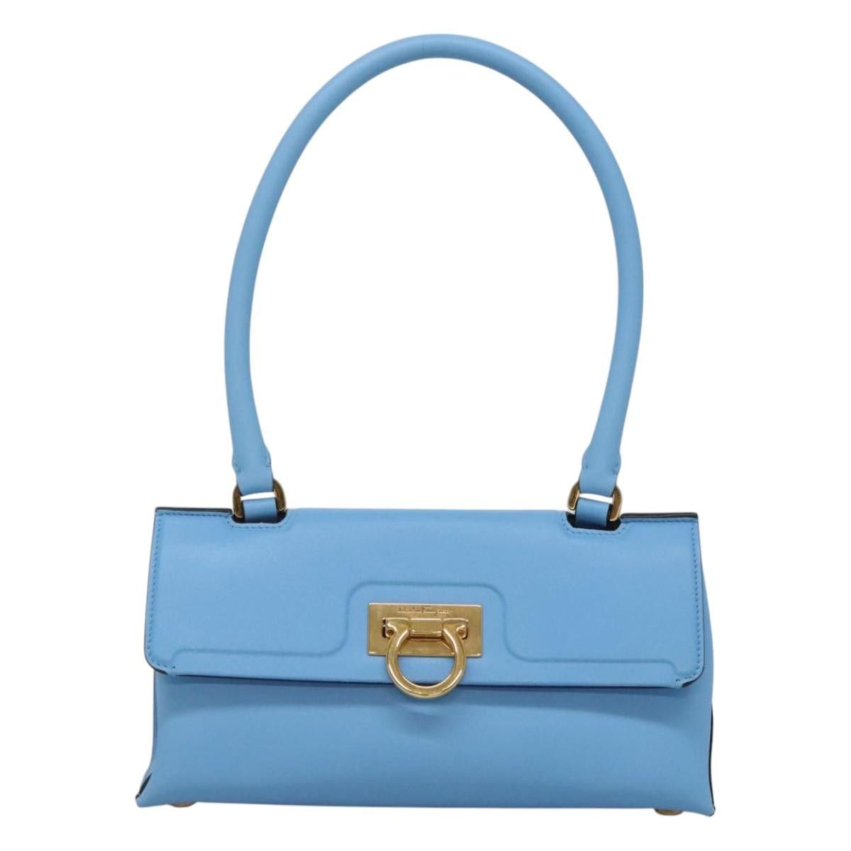 Salvatore Ferragamo Gancini Blue Leather Shoulder Bag (Pre-Owned) Size ONE SIZE - 1 Thumbnail