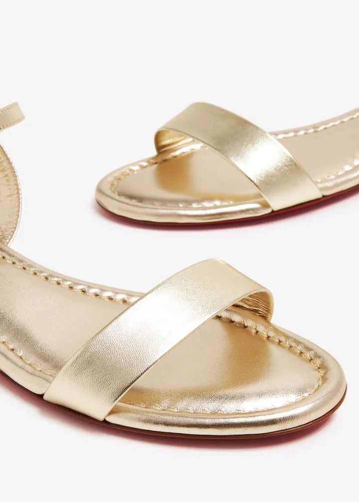 Christian Louboutin os11x0126 Sweet Jane Sandals in Gold Size US 8 / IT 38 - 3 Thumbnail