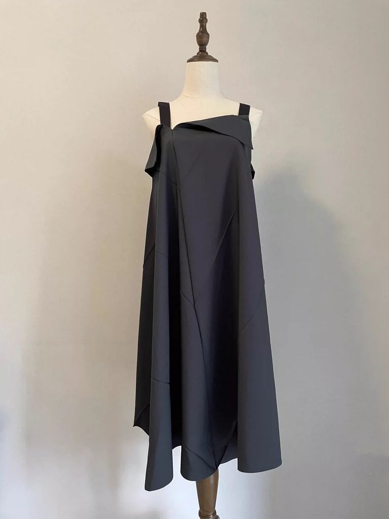 Issey Miyake Issey Miyake size:3 A dark grey-black color-blocked dress Size XS / US 0-2 / IT 36-38 - 3 Thumbnail