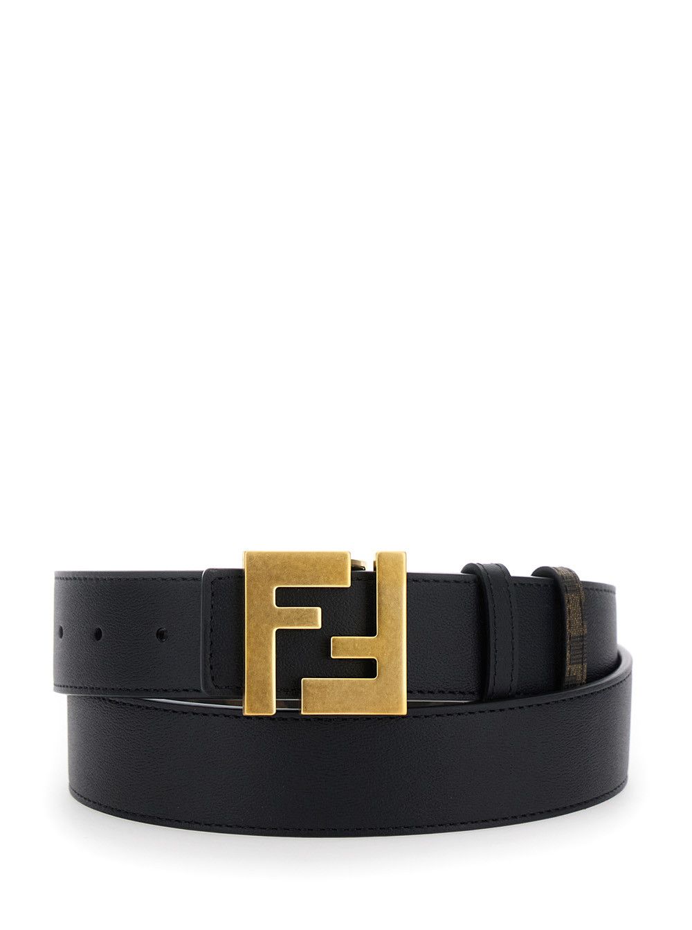 Brown Reversible Belt with FF Buckle in Leather Man