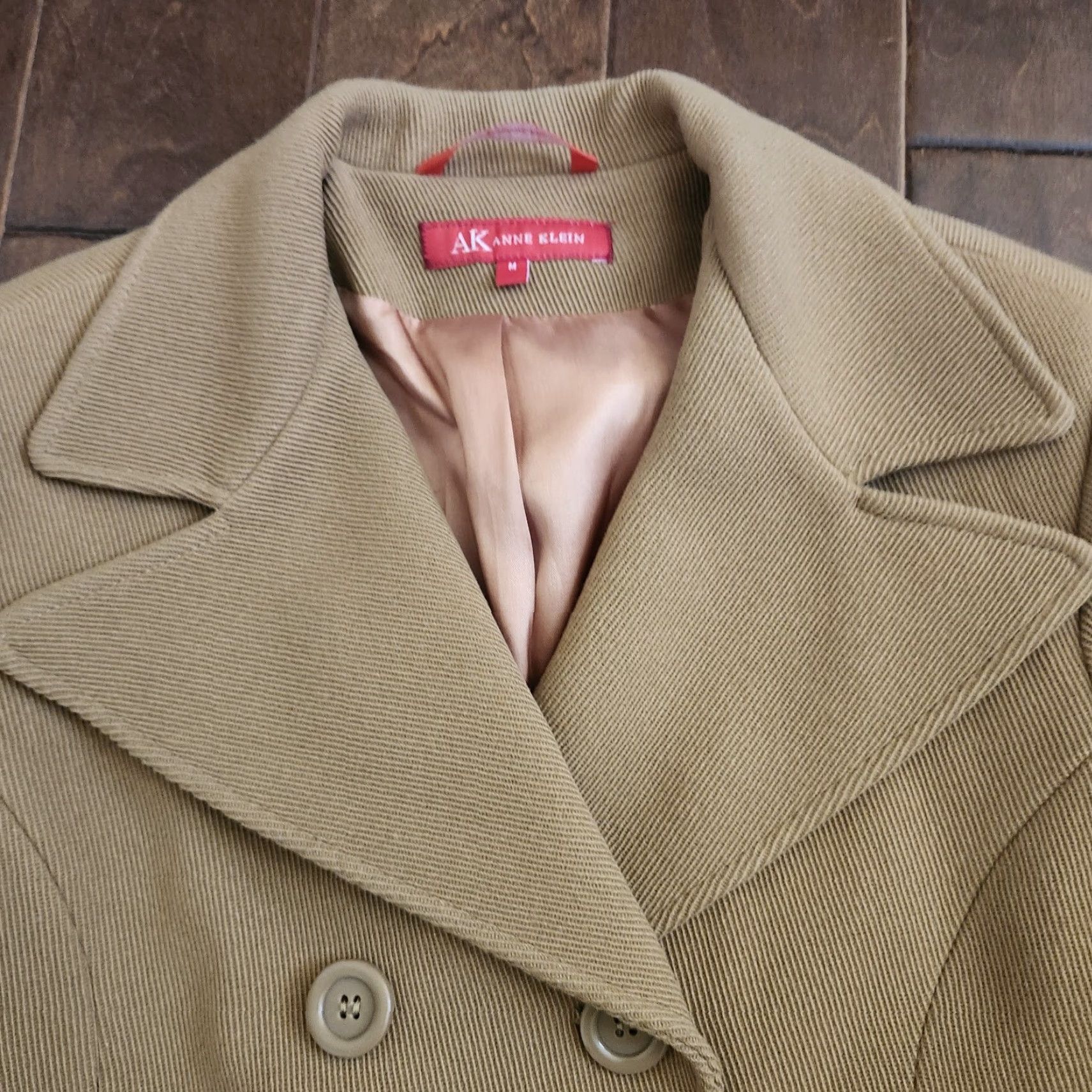 Anne Klein VINTAGE Anne Klein Womens Peacoat Tan Wool Blend Jacket Medium Double Breasted Size M / US 6-8 / IT 42-44 - 7 Thumbnail