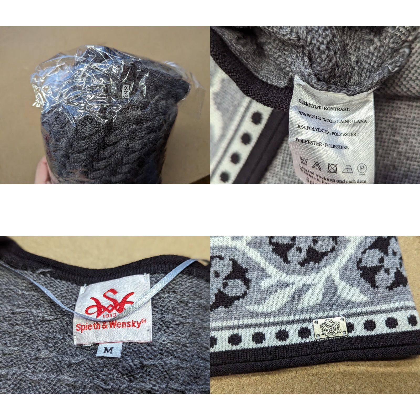 Vintage Spieth & Wensky Womens Cardigan Medium Wool Blend Round Gray Buttons Knit Size M / US 6-8 / IT 42-44 - 8 Thumbnail