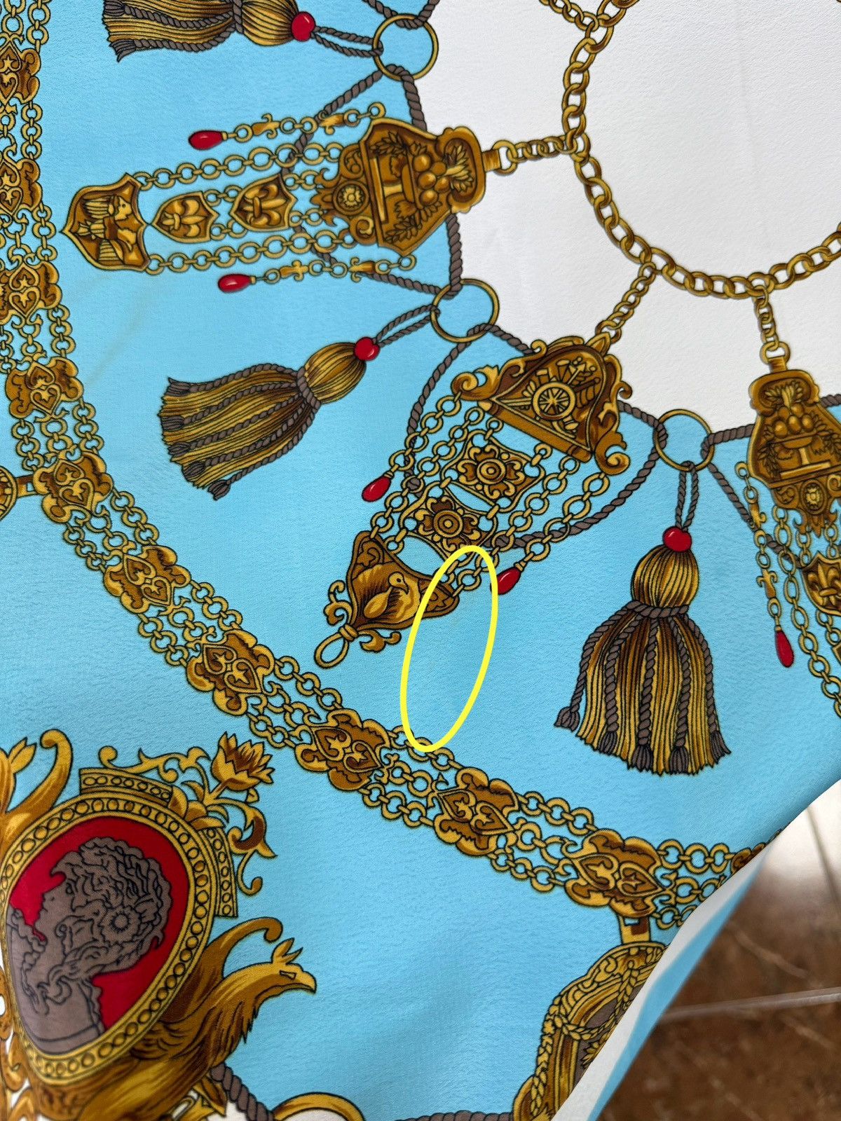 Hermes 🇫🇷 Vintage 90s Hermes Paris Baroque Chain Silk Scarf Luxury Size ONE SIZE - 11 Thumbnail