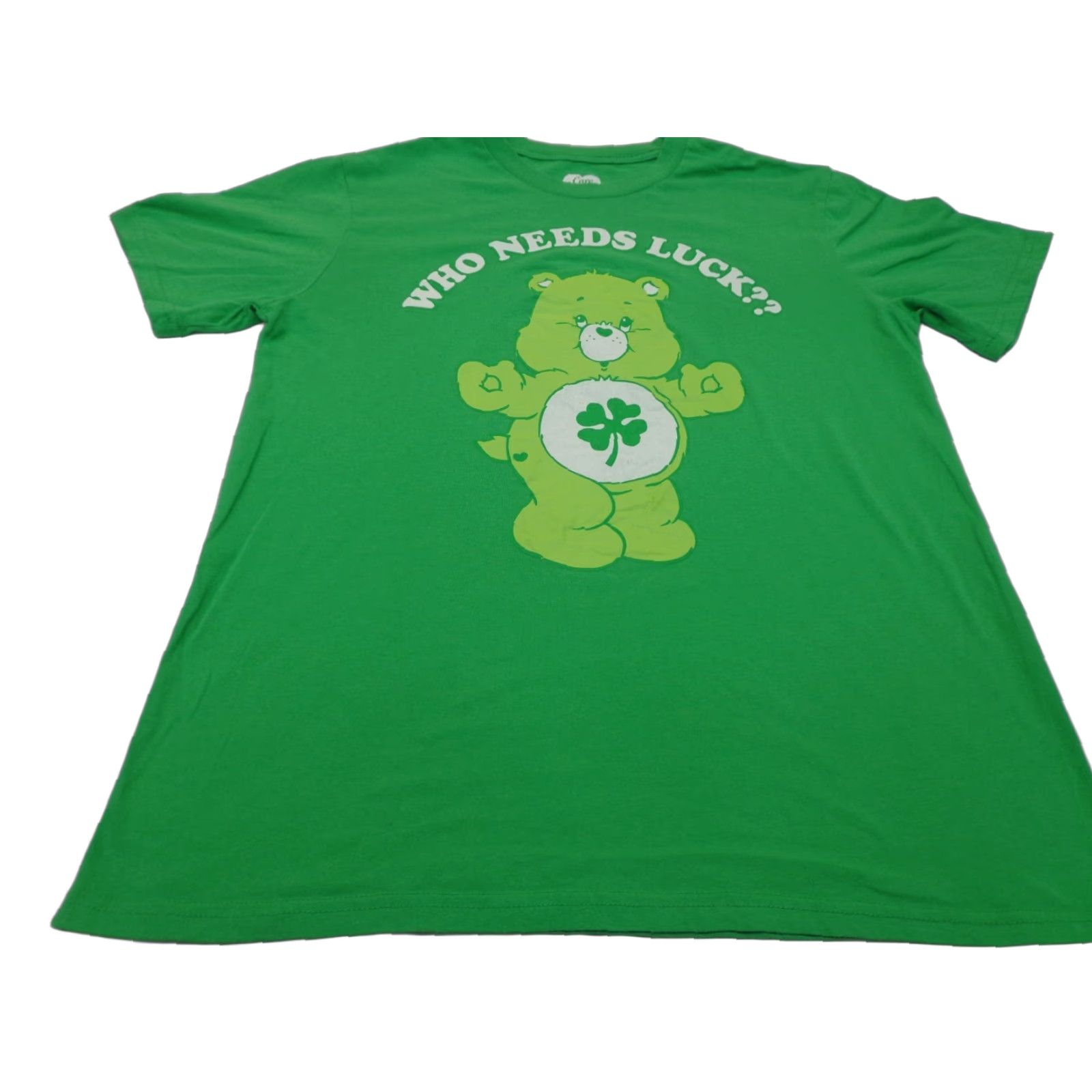 Vintage Care Bears Good Luck Bear T-Shirt Who Needs Luck? Size L Unisex Adults Short Sleeve Green Cotton Blend Adult Large T-Shirt Womens/Mens Size US L / EU 52-54 / 3 - 1 Thumbnail