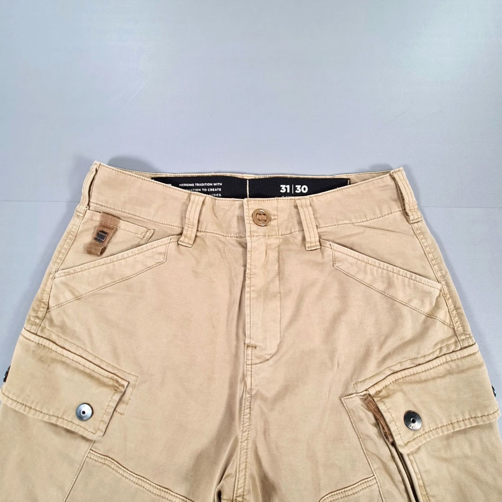 G-Star G-Star Mens Cargo Pants Beige W31 L30 Roxic Straight Tapered Leg Trousers Size US 31 - 2 Thumbnail