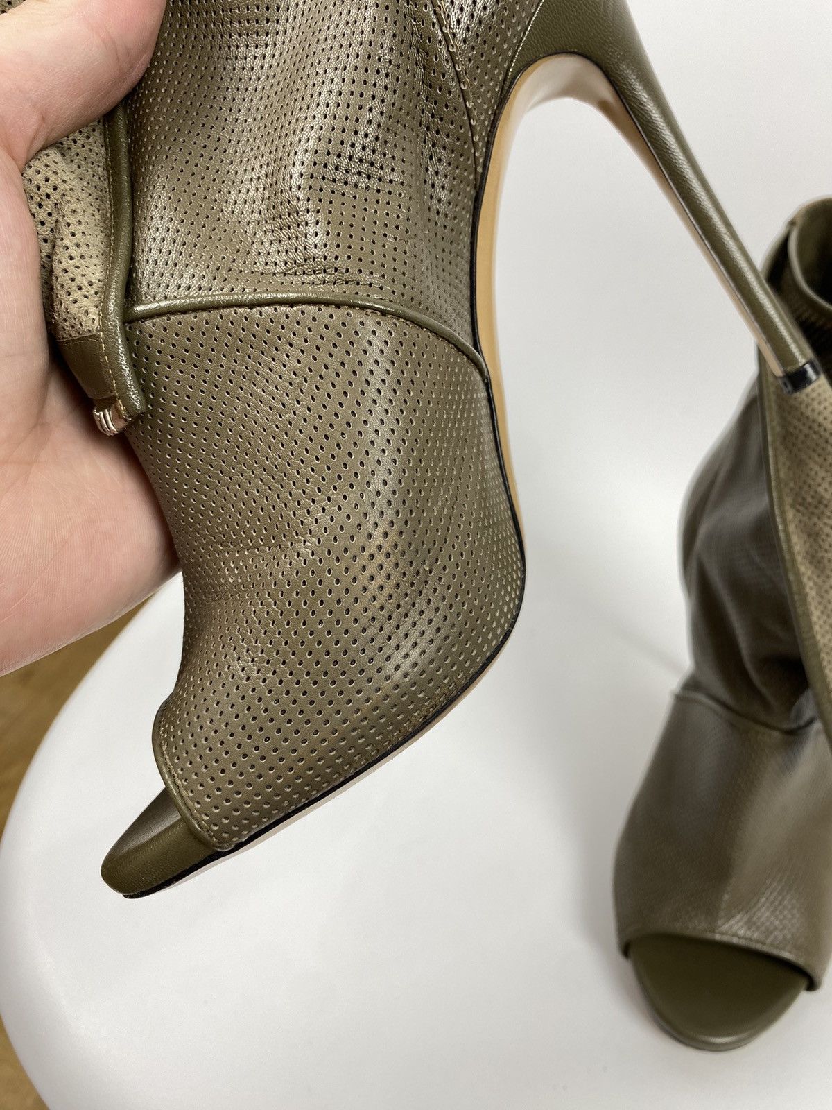 Casadei Casadei Open Toe Bootie Genuine Perforated Leather size 7 Size US 7 / IT 37 - 9 Thumbnail
