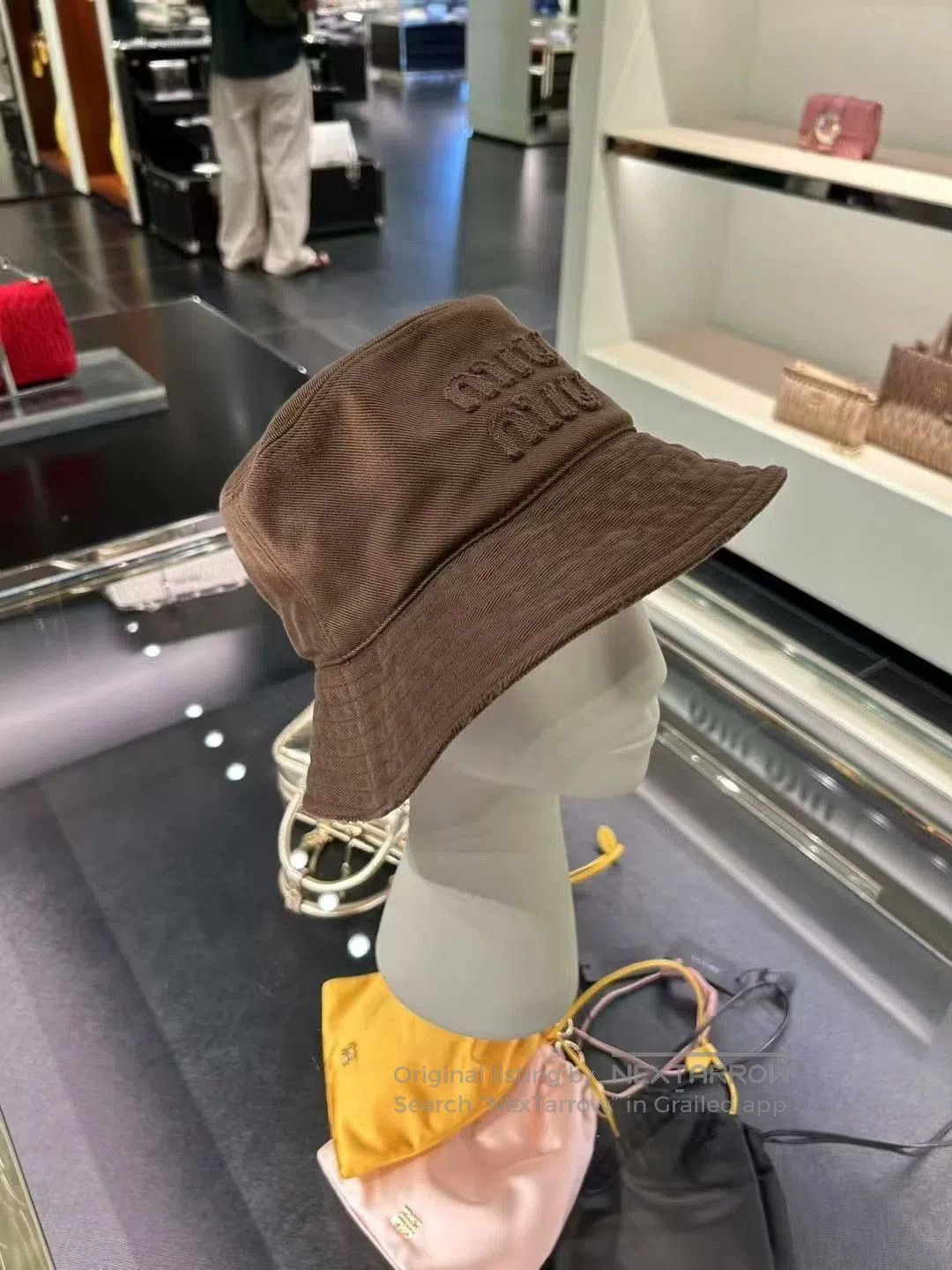 Miu Miu MIUMIU Brown Canvas Bucket Hat. Size ONE SIZE - 2 Thumbnail