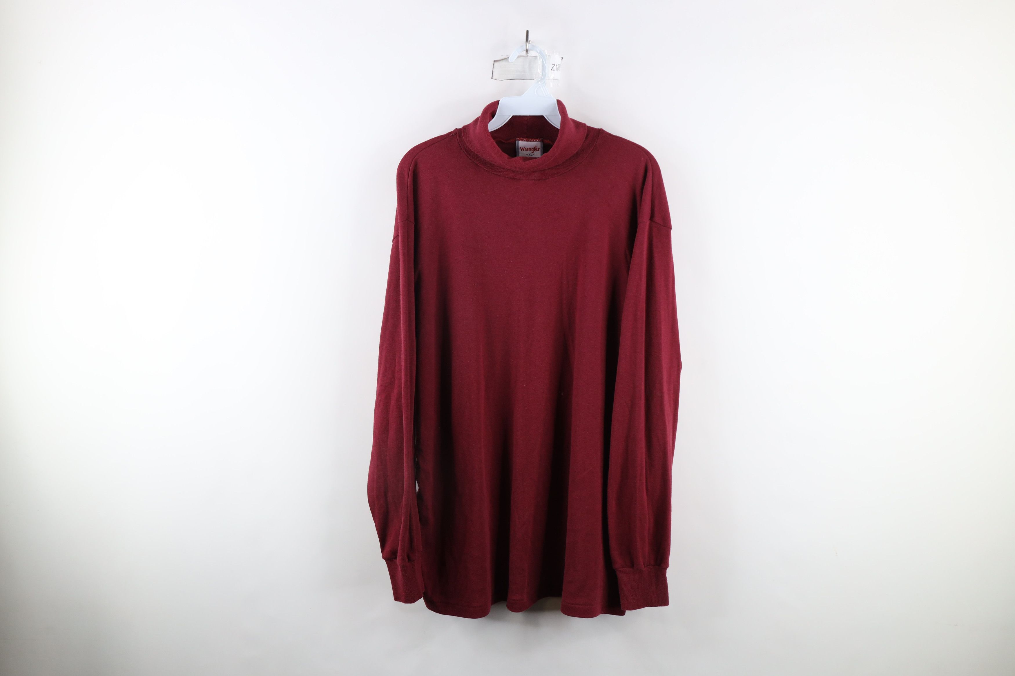 Vintage × Wrangler Vintage 70s Wrangler Long Sleeve Turtleneck T-Shirt Red USA Size US XL / EU 56 / 4 - 1 Thumbnail