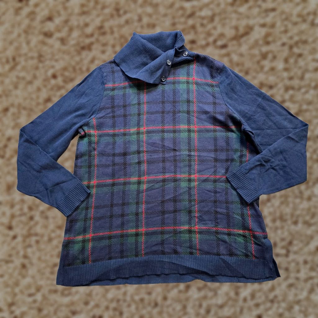 Talbots Talbots Sweater Women XL Blue Plaid Turtleneck Long Sleeve Top Casual Workwear Size XL / US 12-14 / IT 48-50 - 1 Thumbnail
