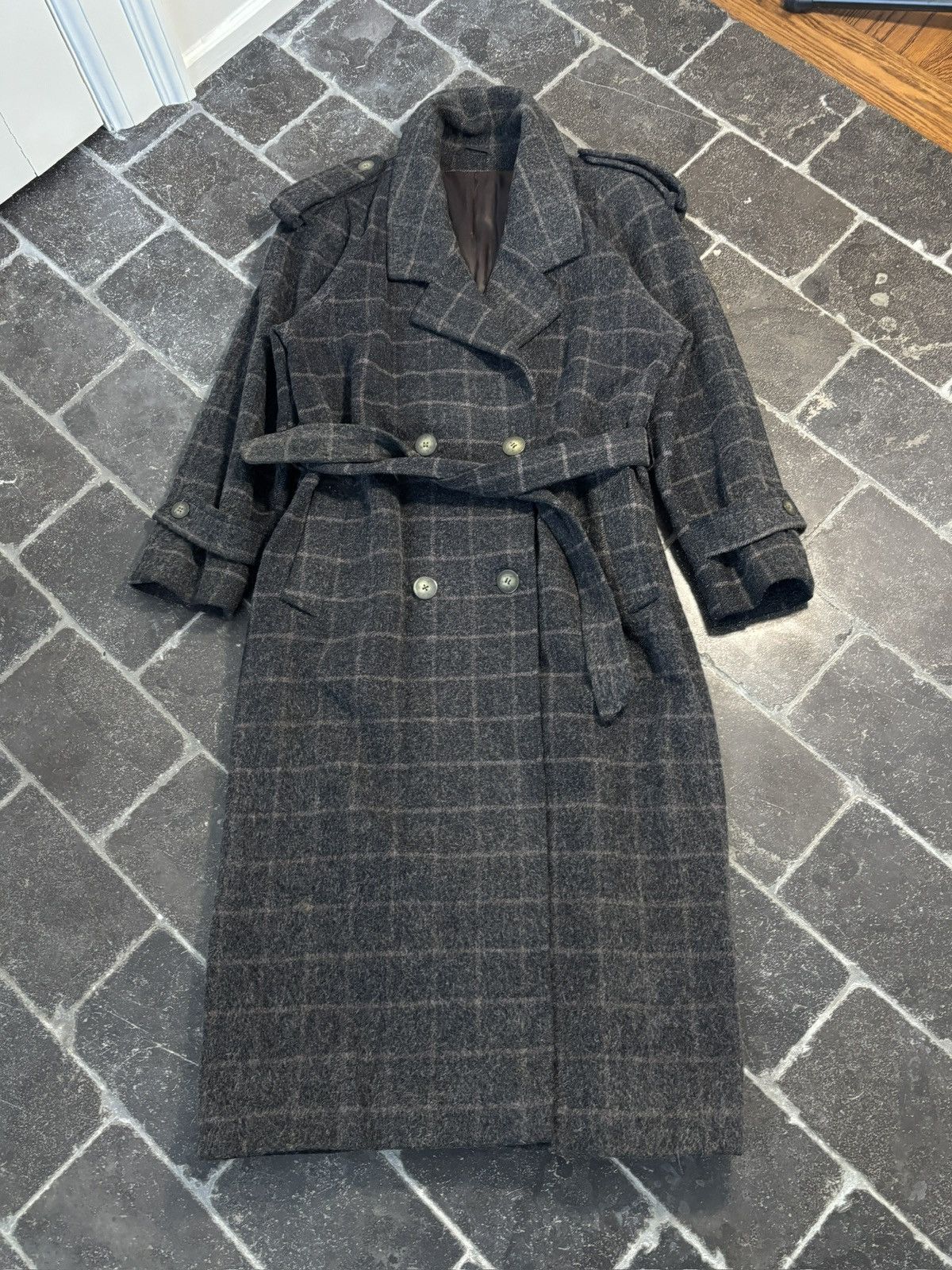 Vintage Vintage Wool Coat Belted Plaid Long Trench Floor Length Grey Size US S / EU 44-46 / 1 - 2 Thumbnail