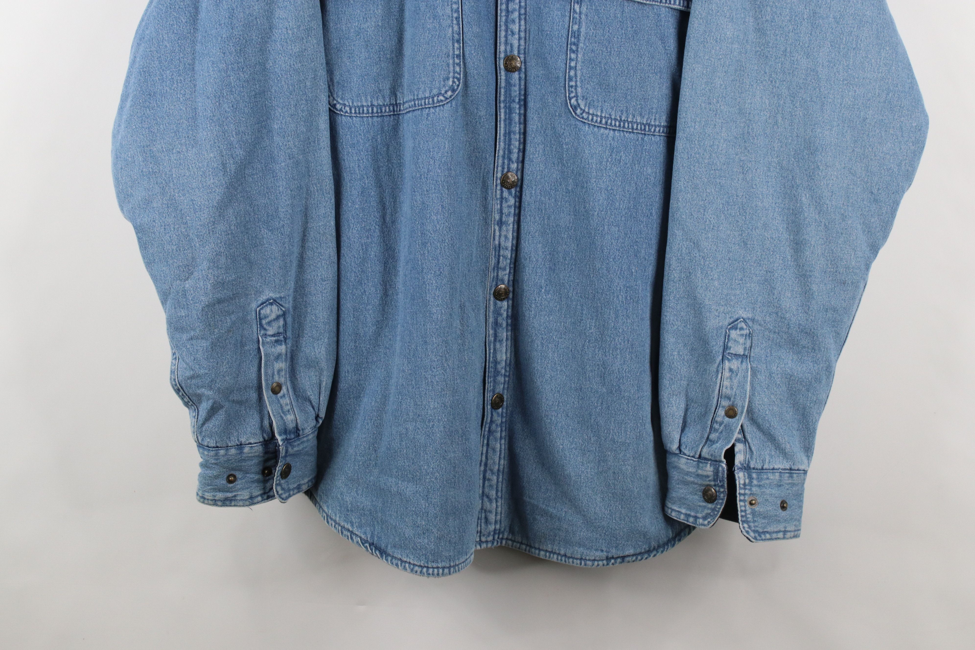 Vintage Vintage 90s Streetwear Fleece Lined Denim Jean Shirt Jacket Size US XL / EU 56 / 4 - 3 Thumbnail