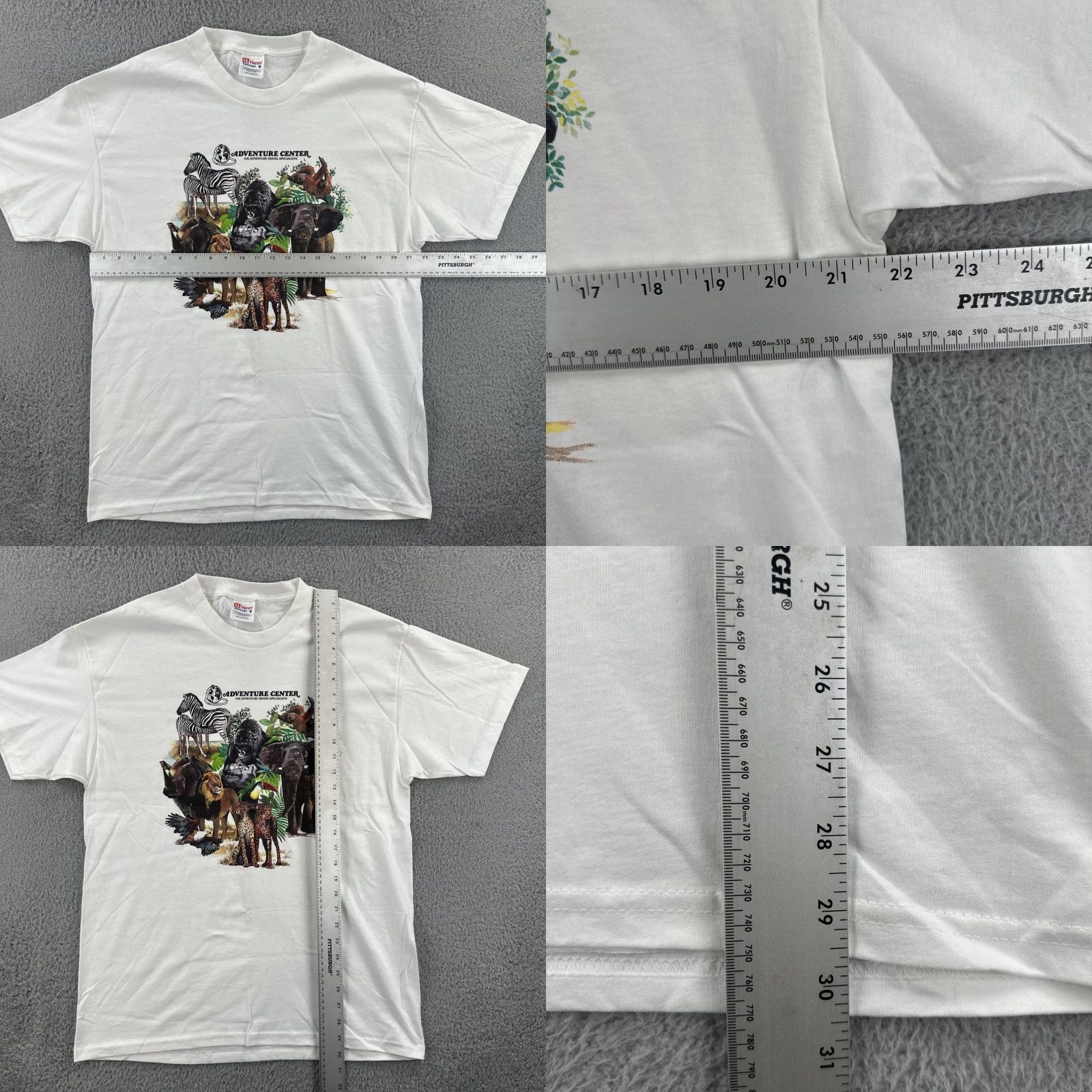 Hanes VINTAGE Hanes Comfort-T Mens L White T Shirt 90s African Animal Graphic Print Size US L / EU 52-54 / 3 - 8 Thumbnail