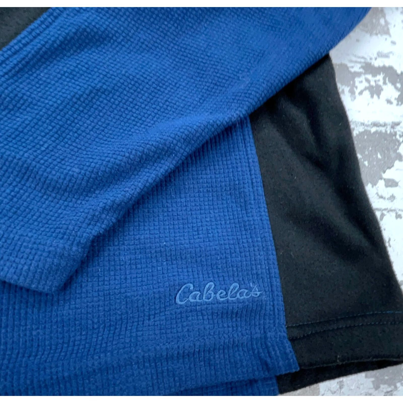 Vintage Cabela's Sweater Men Large Blue Black Pullover Fleece Thermal Waffle 1/4 Zip Size US L / EU 52-54 / 3 - 4 Thumbnail