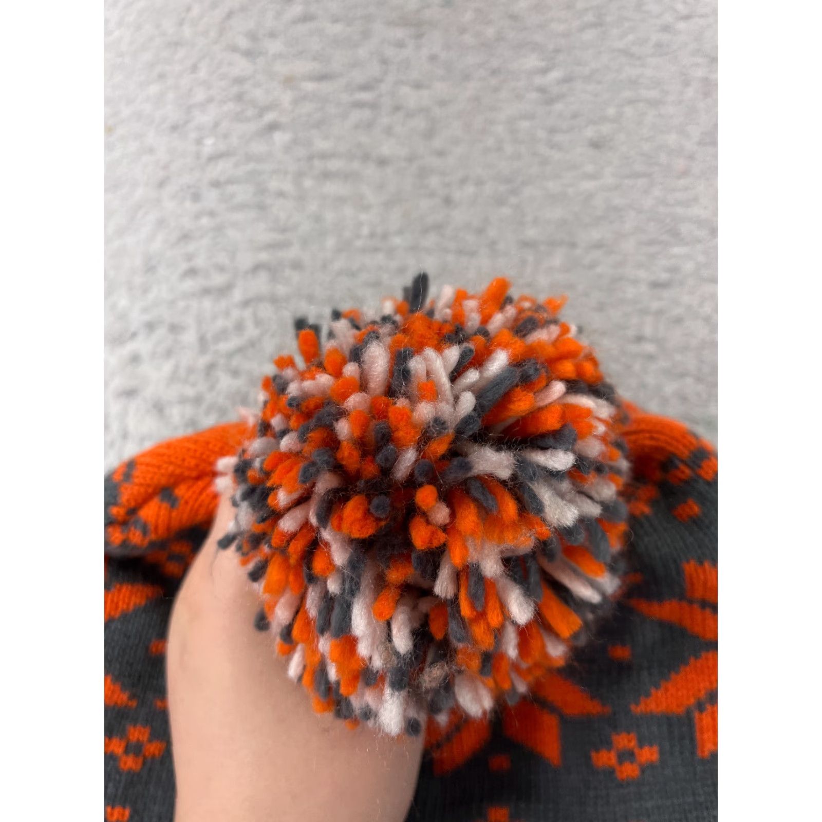 Mitchell & Ness VINTAGE Mitchell & Ness Beanie Hat Adult One Size Orange Fair Isle Ski Logo 90s Mens Size ONE SIZE - 4 Thumbnail