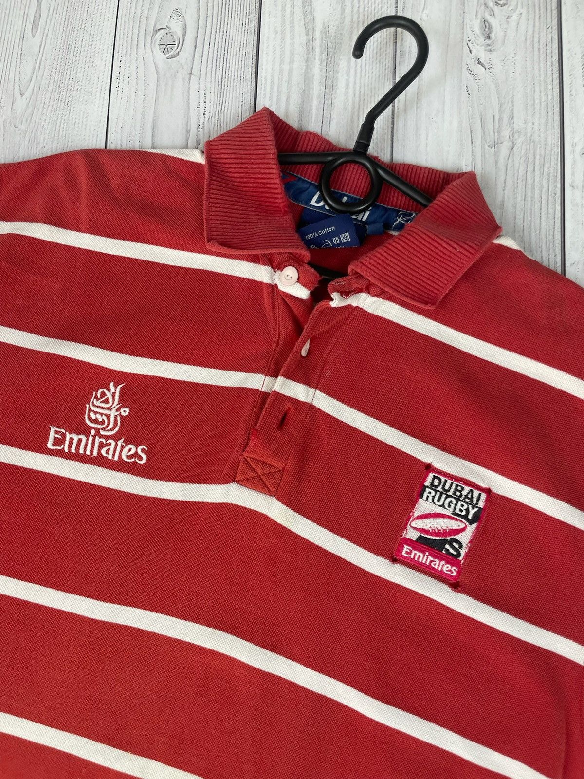 Vintage Vintage Dubai rugby polo red striped size XL Size US XL / EU 56 / 4 - 2 Thumbnail