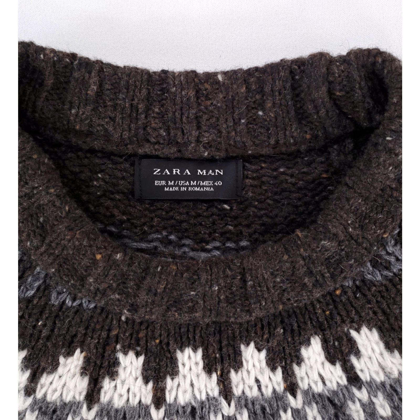 Zara Zara Man Nordic Sweater Brown White Gray Long Sleeve Mens M Size US M / EU 48-50 / 2 - 2 Thumbnail
