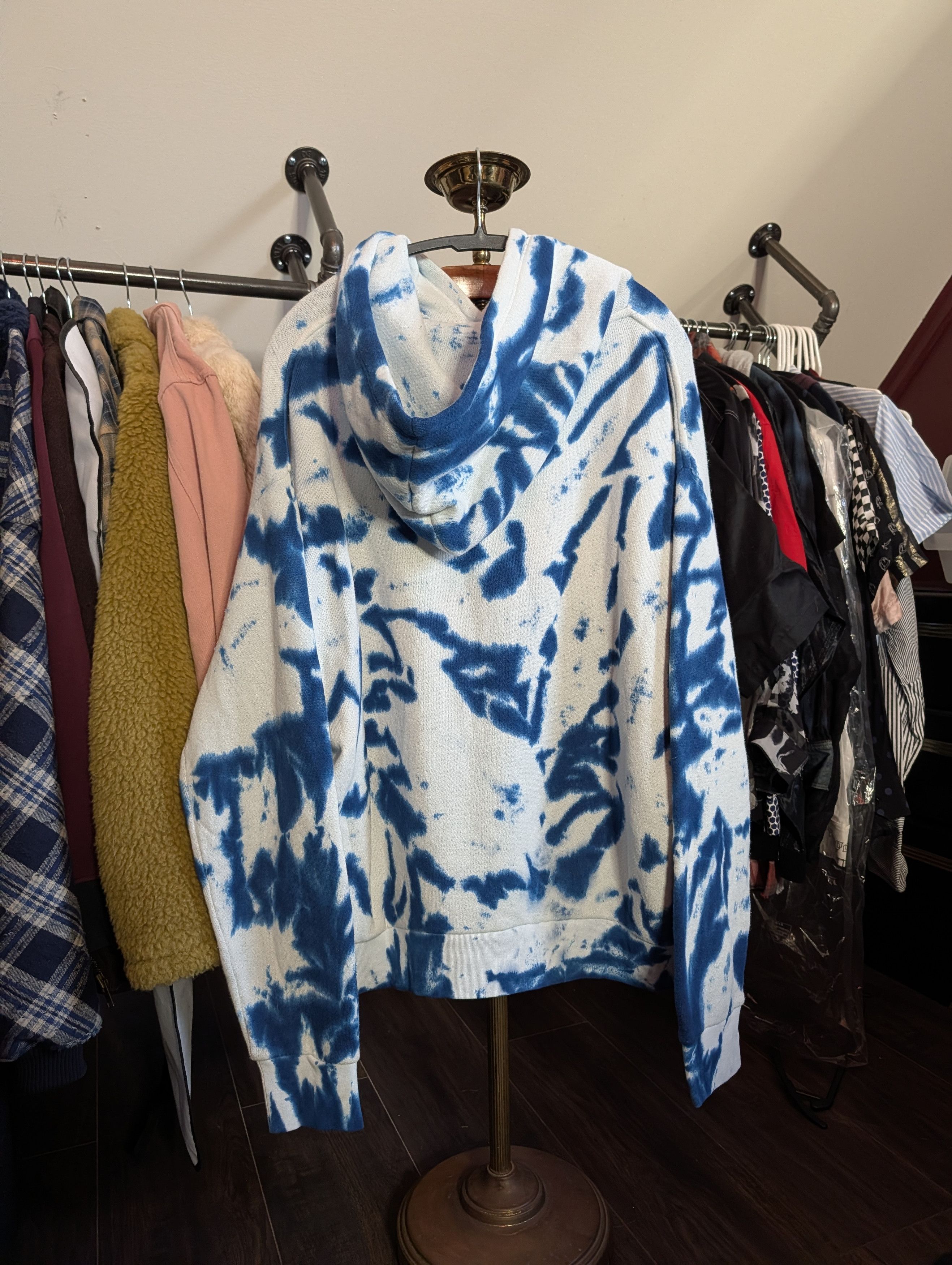 The Elder Statesman Cotton/Cashmere Knit Blue/White Tie Dye Hoodie NWT Size US S / EU 44-46 / 1 - 10 Thumbnail
