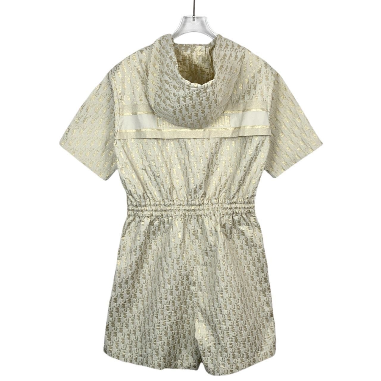 Dior Christian Dior Womens Ivory & Gold Monogram Hooded Short-Sle Size XS / US 0-2 / IT 36-38 - 2 Thumbnail