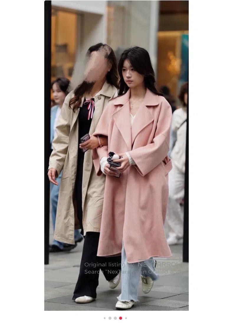 Max Mara Max Mara Cherry Blossom Pink Lapel Mid-length Overcoat Size XXS / US 00 / IT 34 - 7 Thumbnail