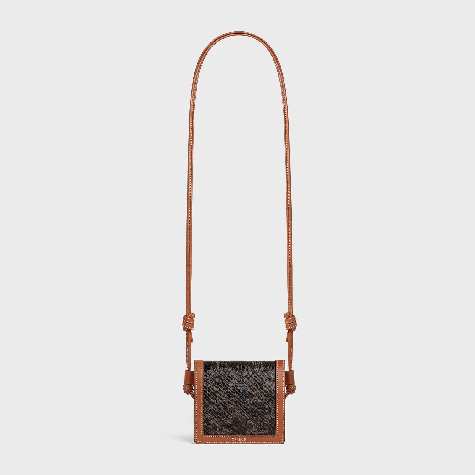 Celine o1bcso1str1124 Size: OS / Triomphe Nekclace Wallet in Brown Size ONE SIZE - 4 Thumbnail