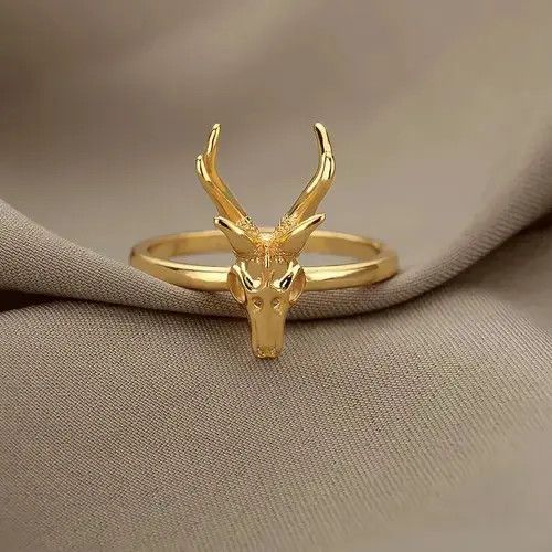 Jewelry Animal Antelope Skull Ring Size ONE SIZE - 3 Thumbnail