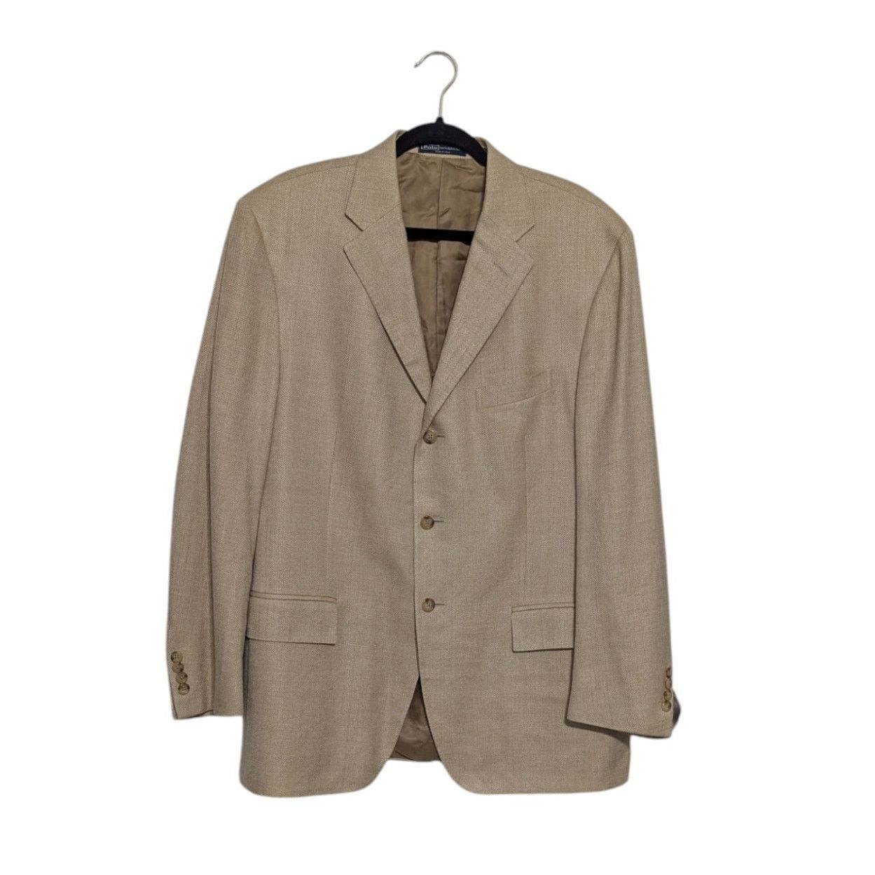 Polo Ralph Lauren × Ralph Lauren × Vintage Vintage Polo Ralph Lauren Silk Flax Blazer Suit Jacket Tan Size 44R - 3 Thumbnail