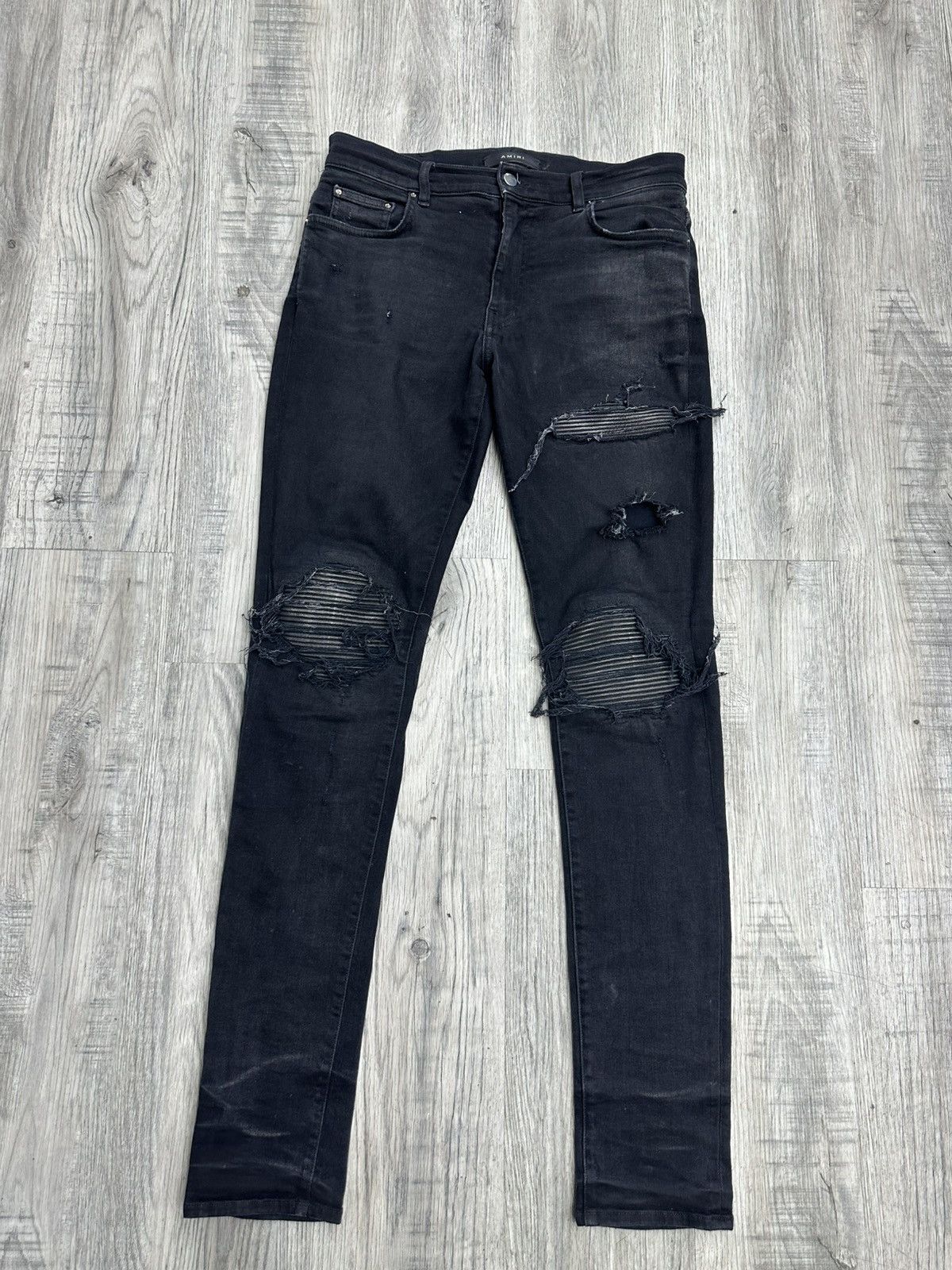 Amiri Amiri MX1 Black Leather Patches Sz32 Size US 32 / EU 48 - 1 Thumbnail