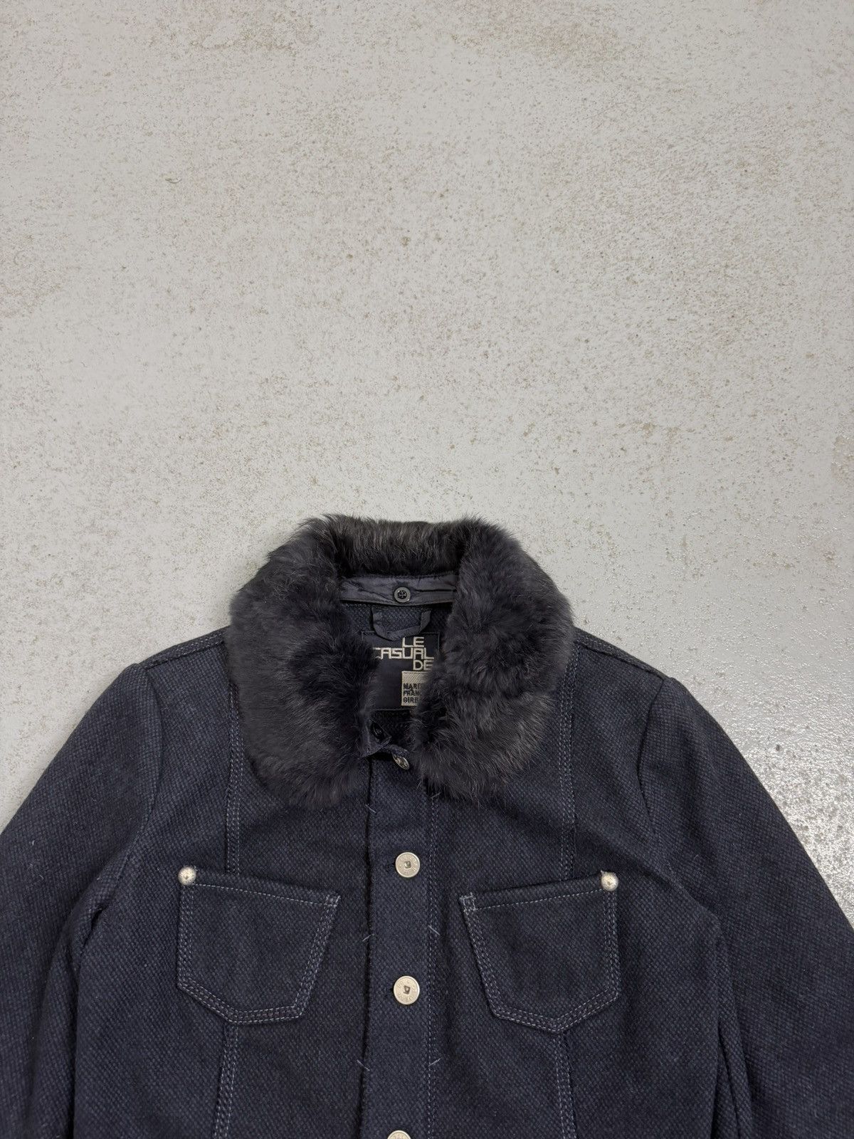 Marithe + Francois Girbaud Vintage 00s Marithe Francois Girbaud Fur Collar Wool Jacket Size XS / US 0-2 / IT 36-38 - 5 Thumbnail