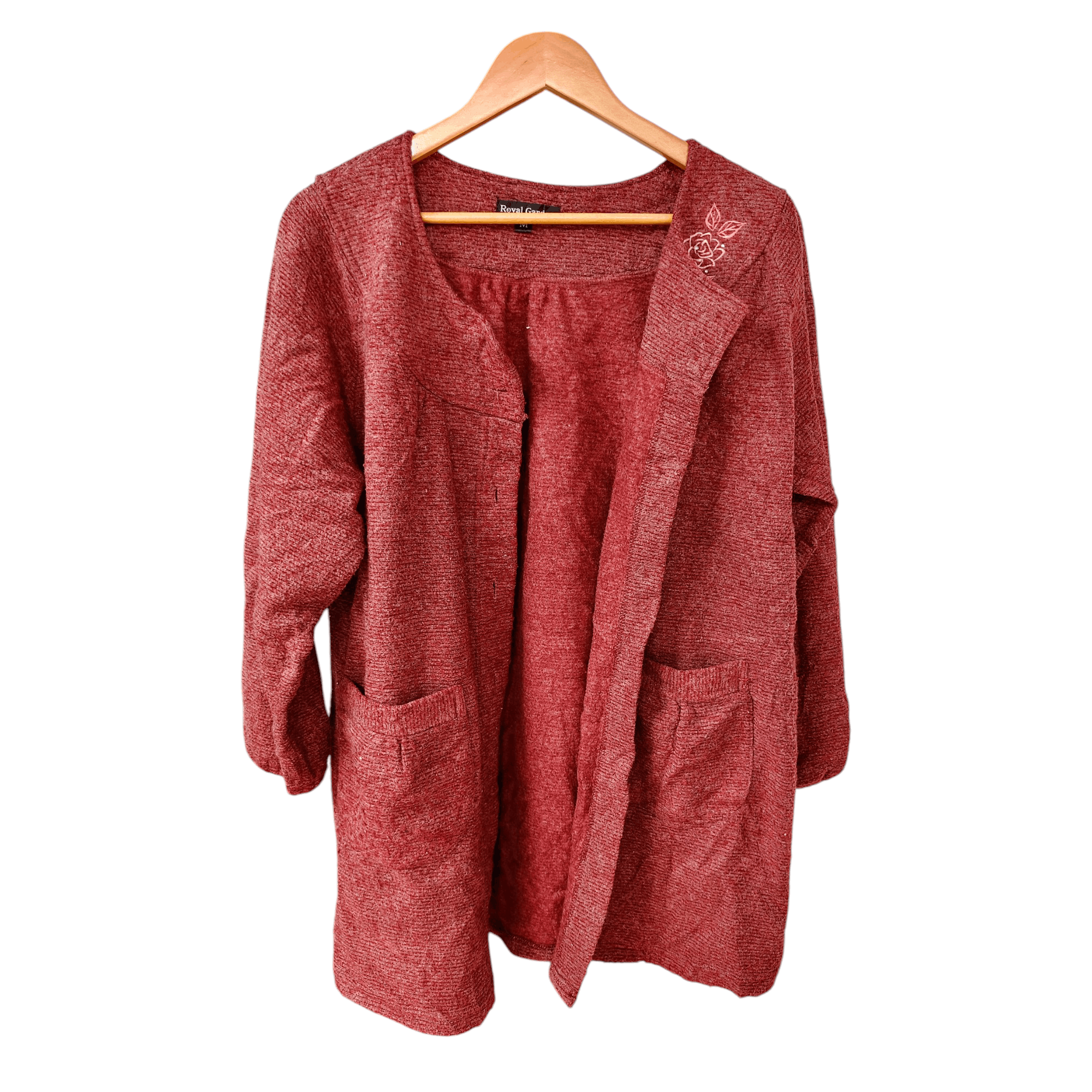 Japanese Brand × Vintage Royal Garden Japan Brand Long Sleeve Maroon Button Sweater Size M / US 6-8 / IT 42-44 - 3 Thumbnail