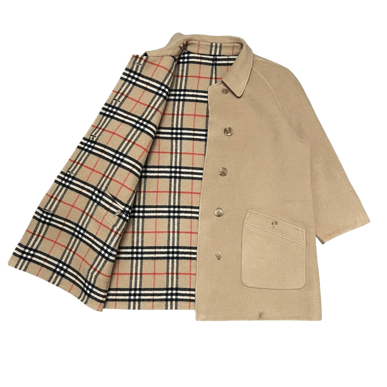 Burberry Vintage 90's Burberry Nova Check Reversible Wool Coat Size US M / EU 48-50 / 2 - 2 Thumbnail