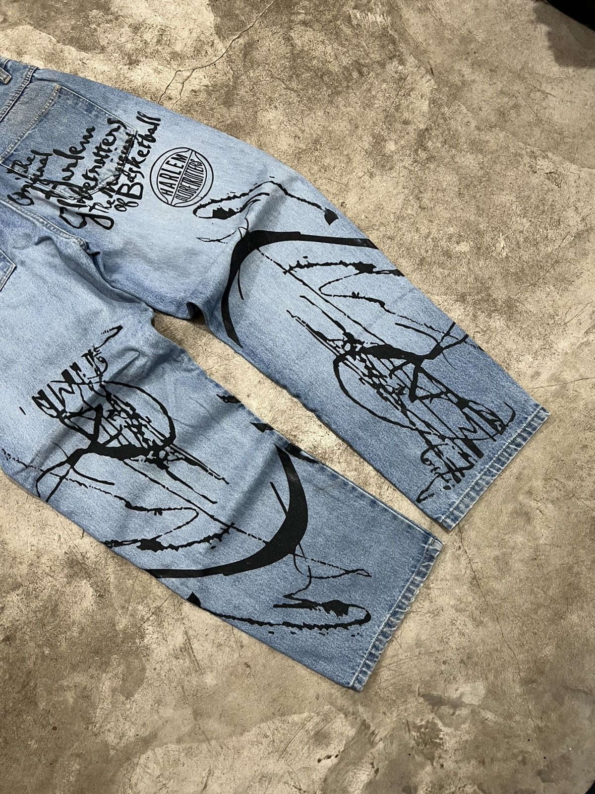 Fubu Y2K Hiphop Style Rare Fubu Harlem Globetrotters Denim Pants Size US 34 / EU 50 - 5 Thumbnail