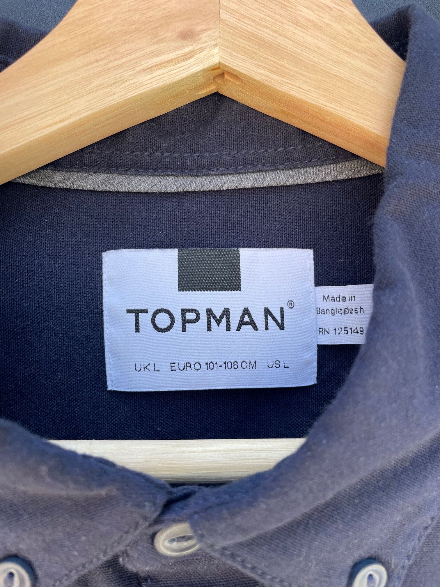 Topman Topman Navy Slim Fit Button Down Shirt - Size L Size US L / EU 52-54 / 3 - 3 Thumbnail