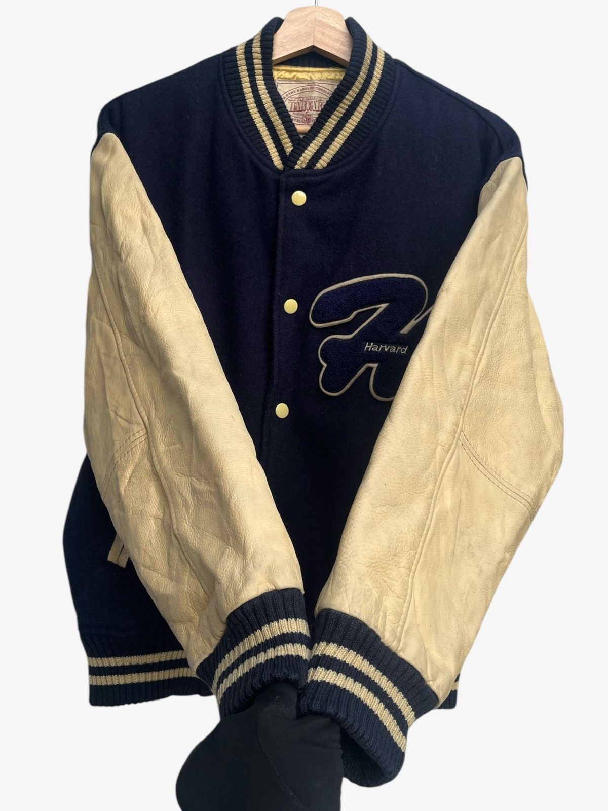 Vintage 90s Harvard Wool Letterman Jacket Leather Sleeves Size US L / EU 52-54 / 3 - 7 Thumbnail