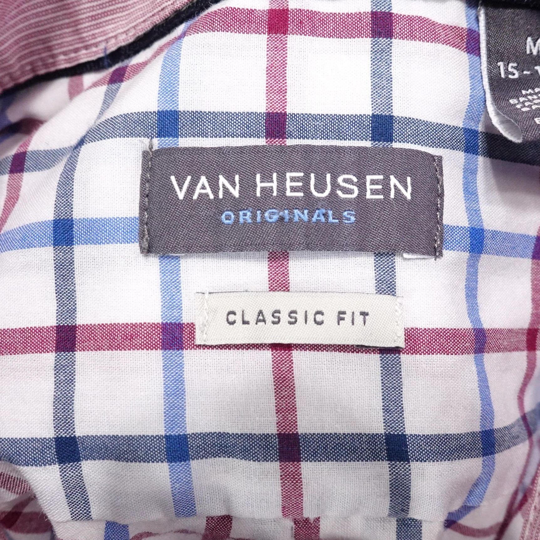 Van Heusen Van Heusen Originals Shirt Mens Medium 15-15.5 Plaid Pocket Classic Fit Size US M / EU 48-50 / 2 - 6 Thumbnail