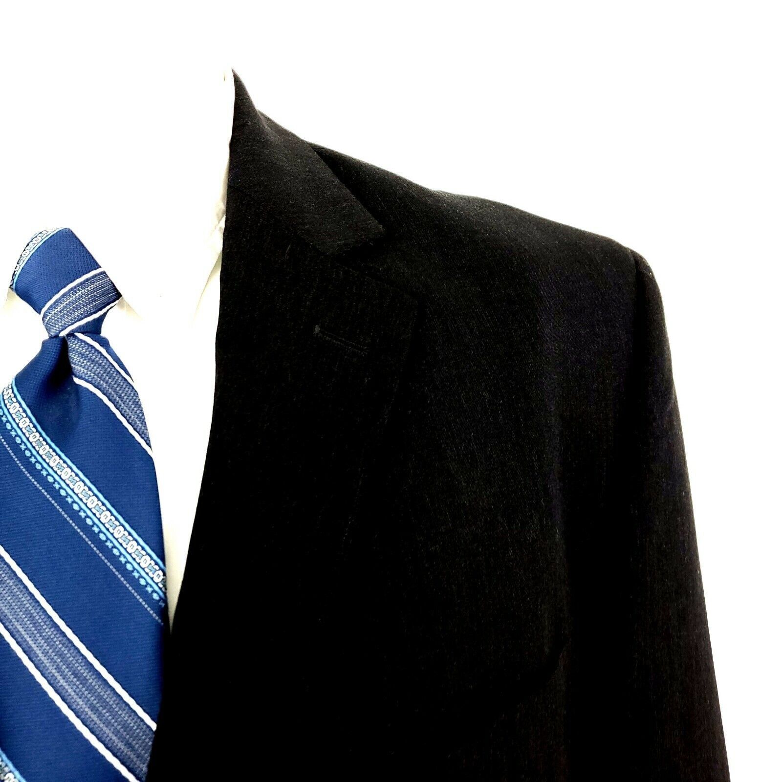 Pronto Uomo Pronto Uomo Wool 2 Button Blazer 42L Charcoal Gray Sport Coa Size ONE SIZE - 2 Thumbnail